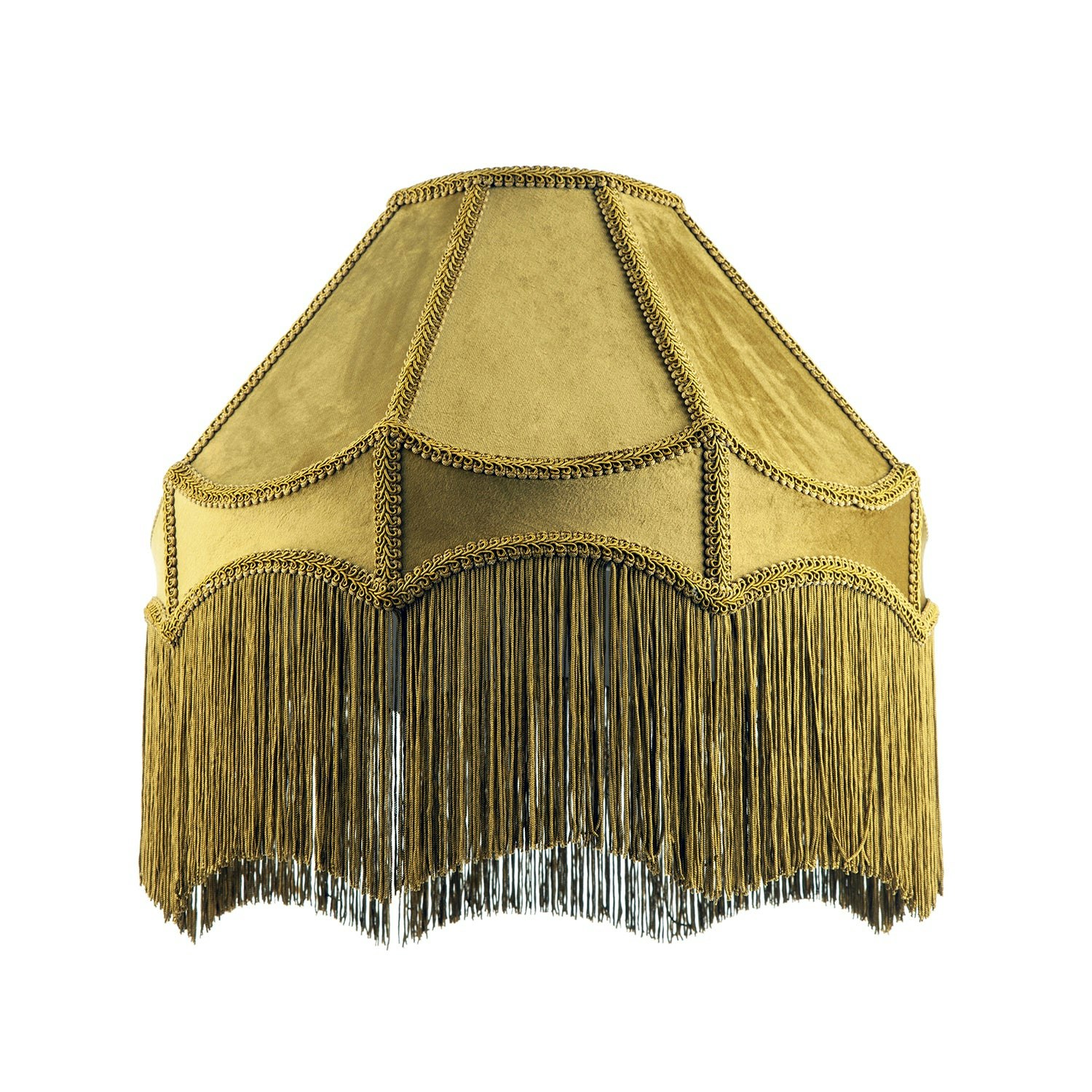 Happy Homewares Green Traditional Victorian Empire 40Cm Shade In Olive With Tassels