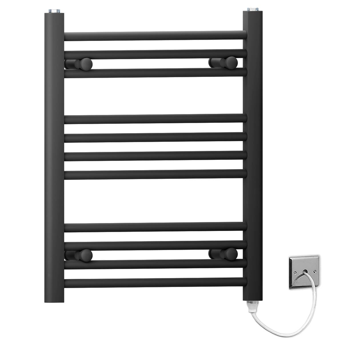 Myhomeware Black 600 X 600Mm Flat Electric Pre-Filled Heated Towel Rail Radiator For Bathroom Designer Standard Element
