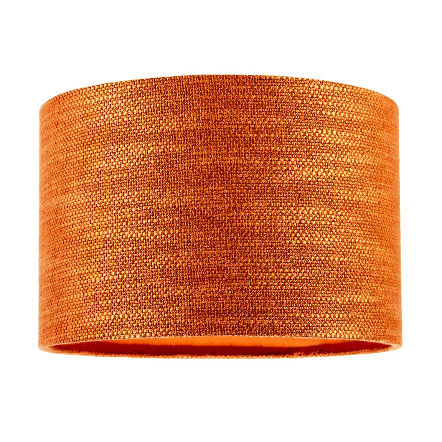 Happy Homewares Orange Designer Bobbled And Textured Linen Lamp Shade In Rustic