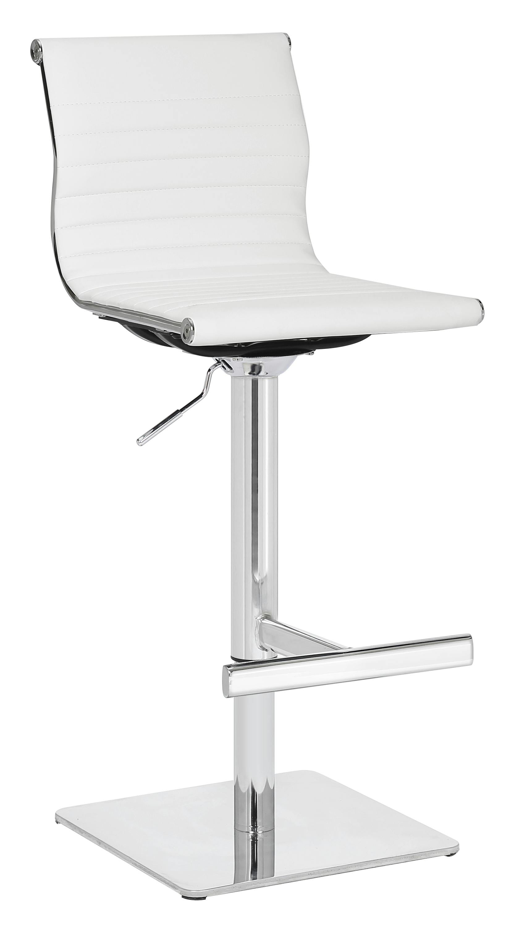 Rackhams White Rovigo Deluxe Breakfast Bar Stool, Chrome Footrest, Height Adjustable Swivel Gas Lift, Home Bar & Kitchen Barstool,
