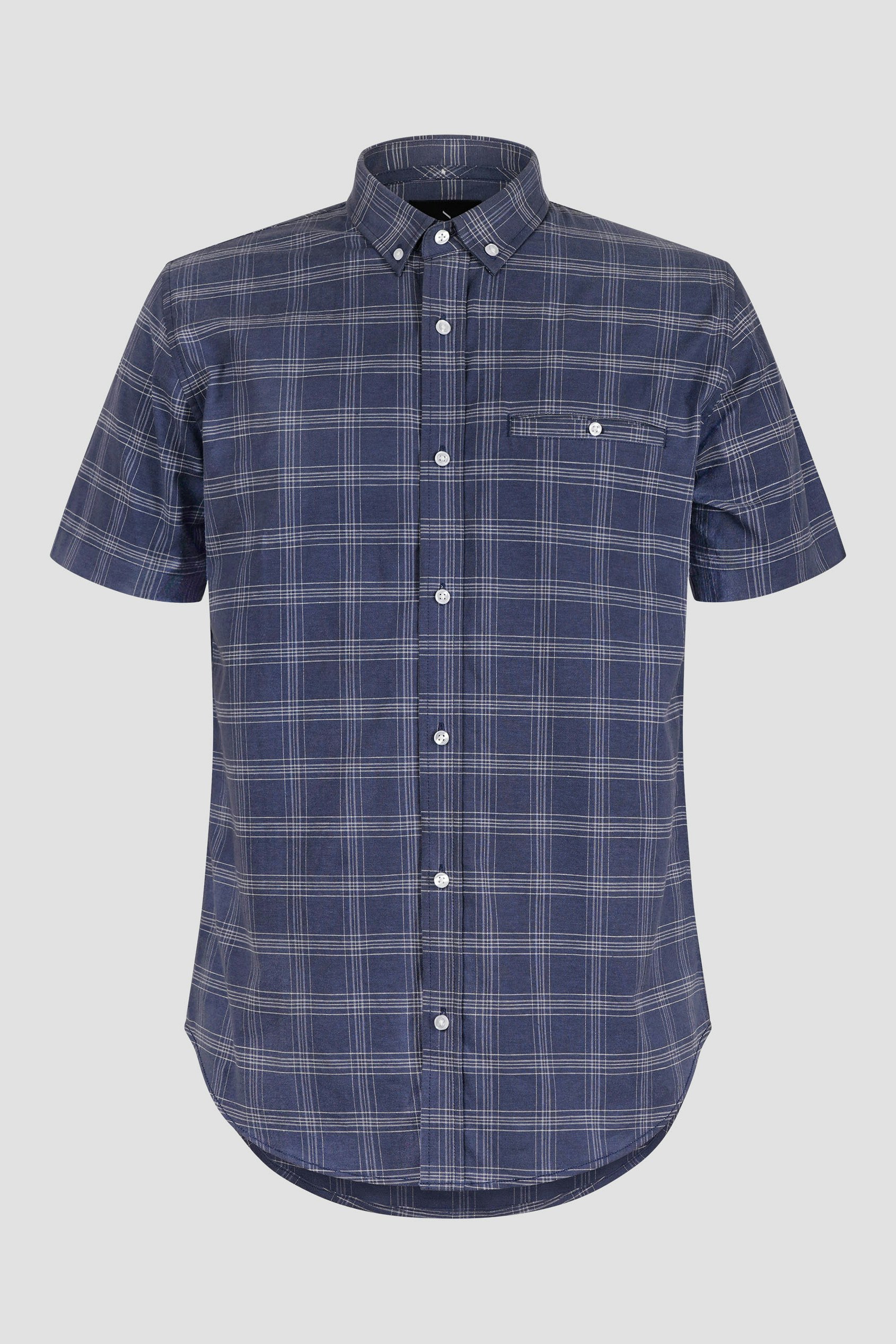 Enorsia Men's Blue Button Down Ss Oxford Shirt - Xxl - 97% Cotton, 3% Spandex