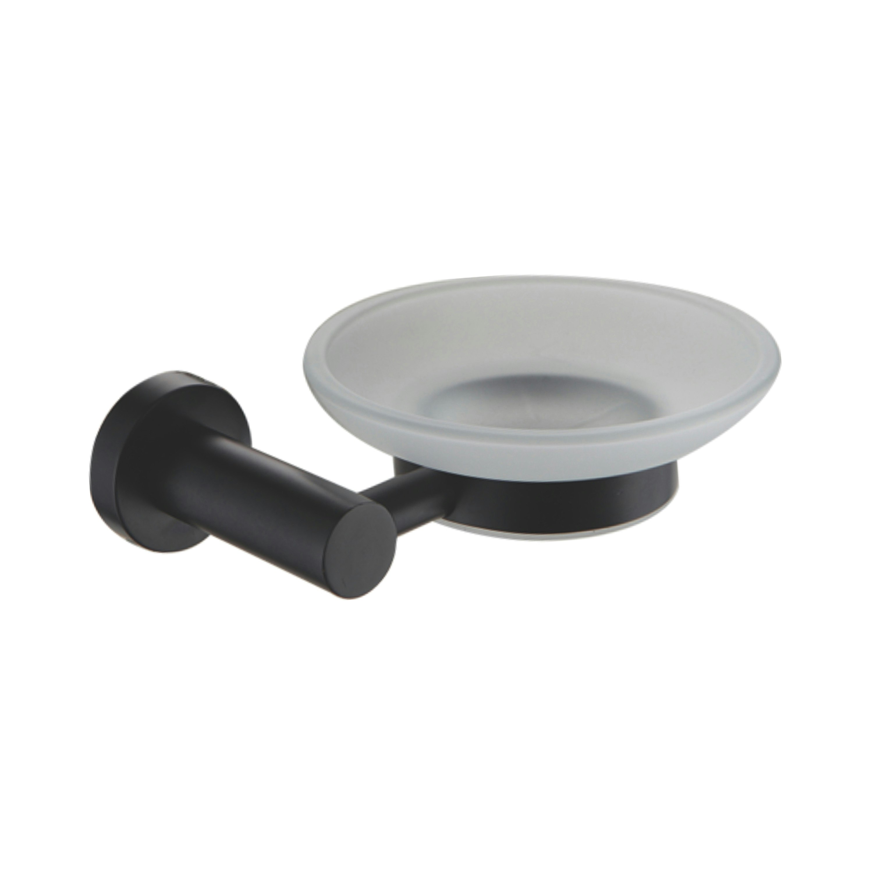 Rackhams Black Modernity Stainless Steel Wall Mounted Frosted Glass Soap Dish