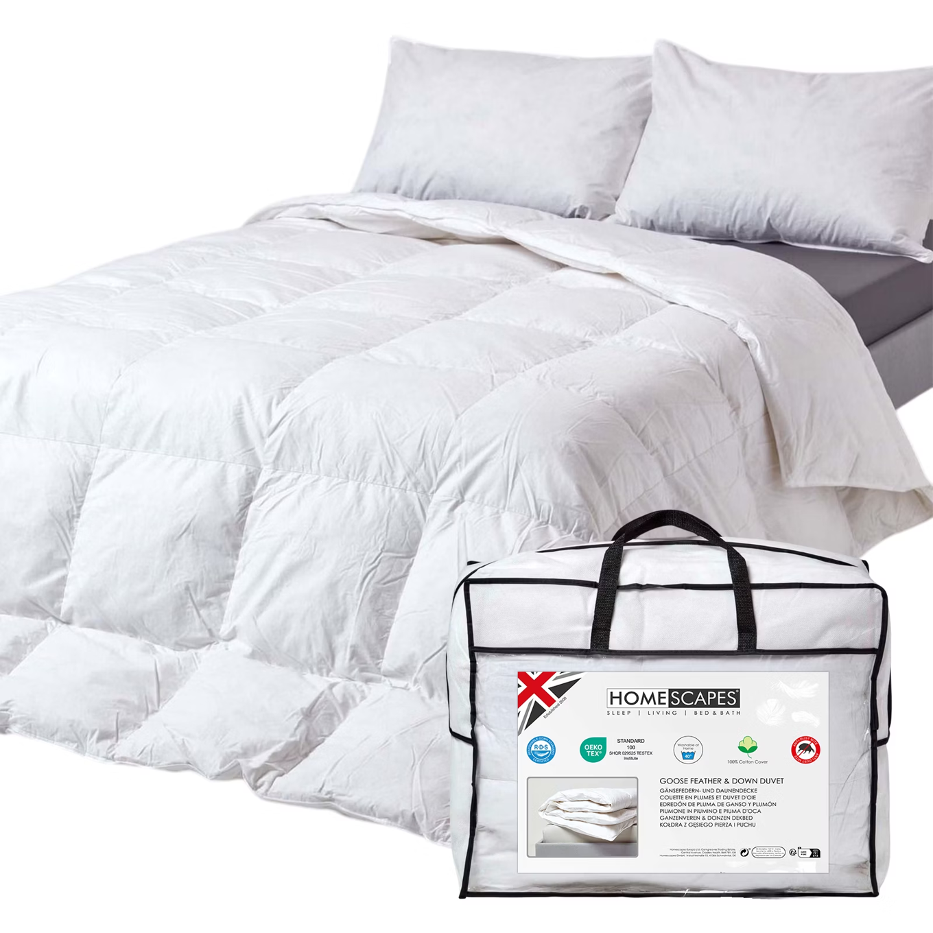 Homescapes Goose Feather And Down 10.5 Tog Duvet - King