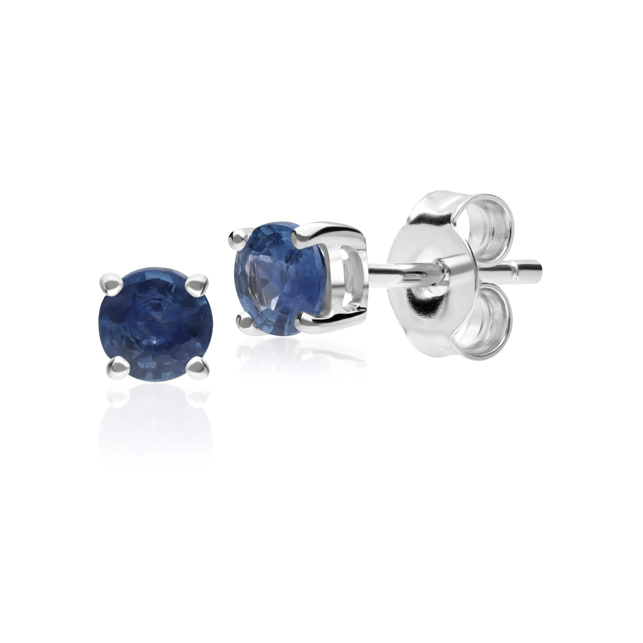 Gemondo Light/Blue/White Classic Round Kanchanaburi Sapphire Stud Earrings In 9Ct Gold 3.5Mm