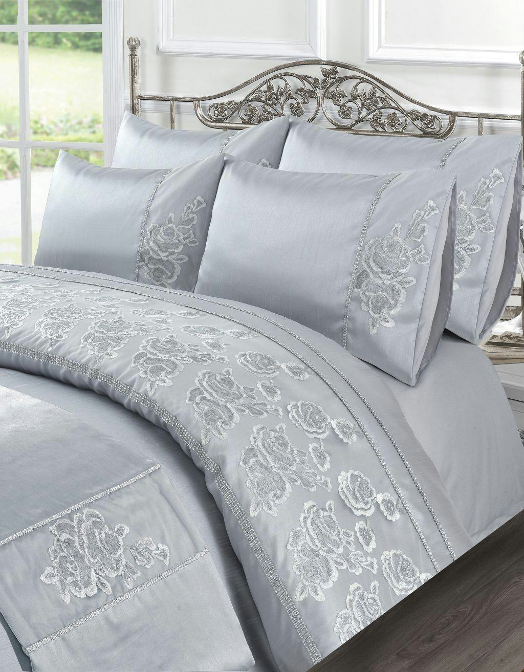 Homespace Direct Silver Amara Duvet Cover Set - King