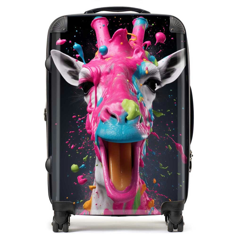 Warren Reed Pink Splashart Giraffe Face Suitcase - Medium