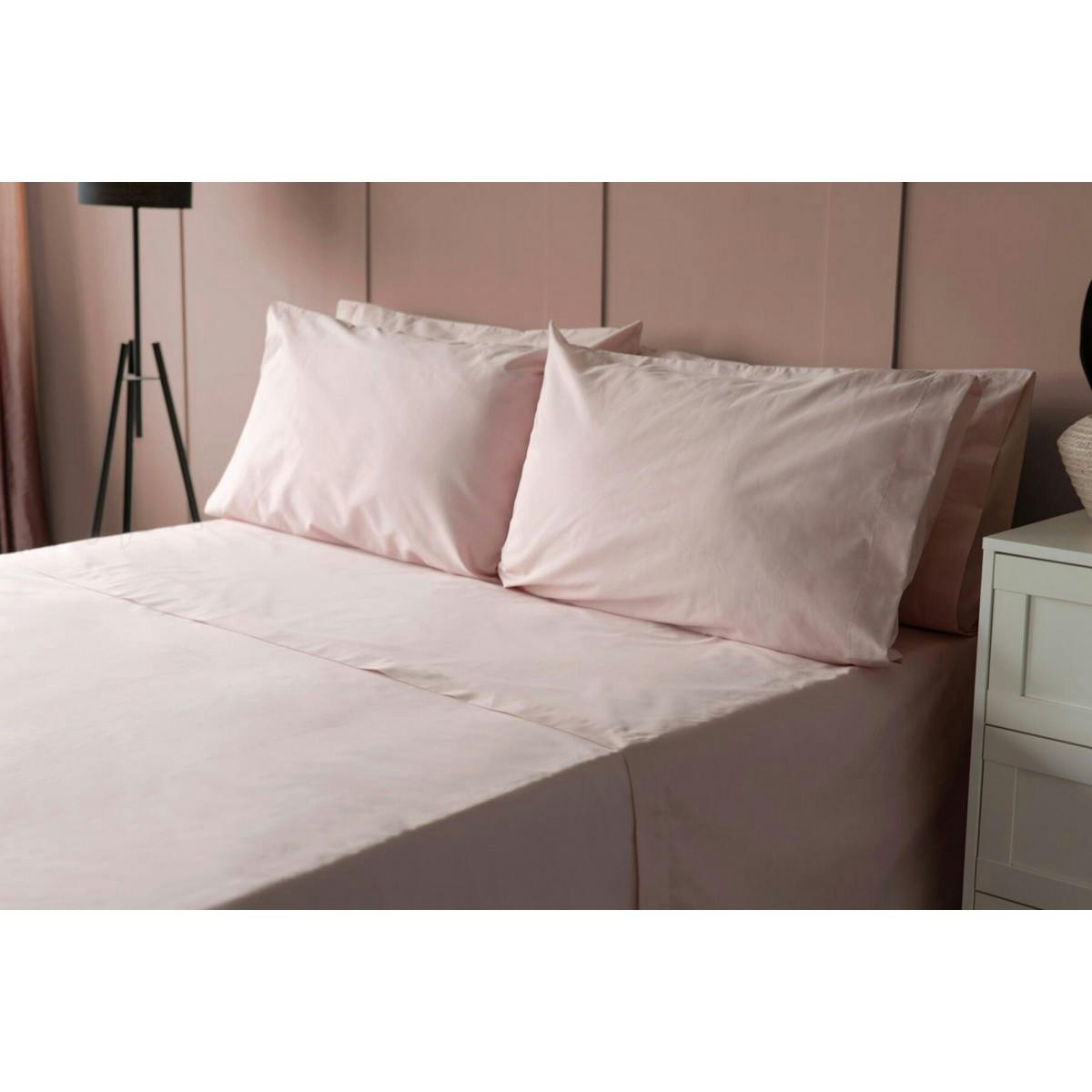 Rackhams 200 Thread Count Cotton Percale Ultra Deep Fitted Sheet - Blush - Blush - Double - 100% Combed Cotton