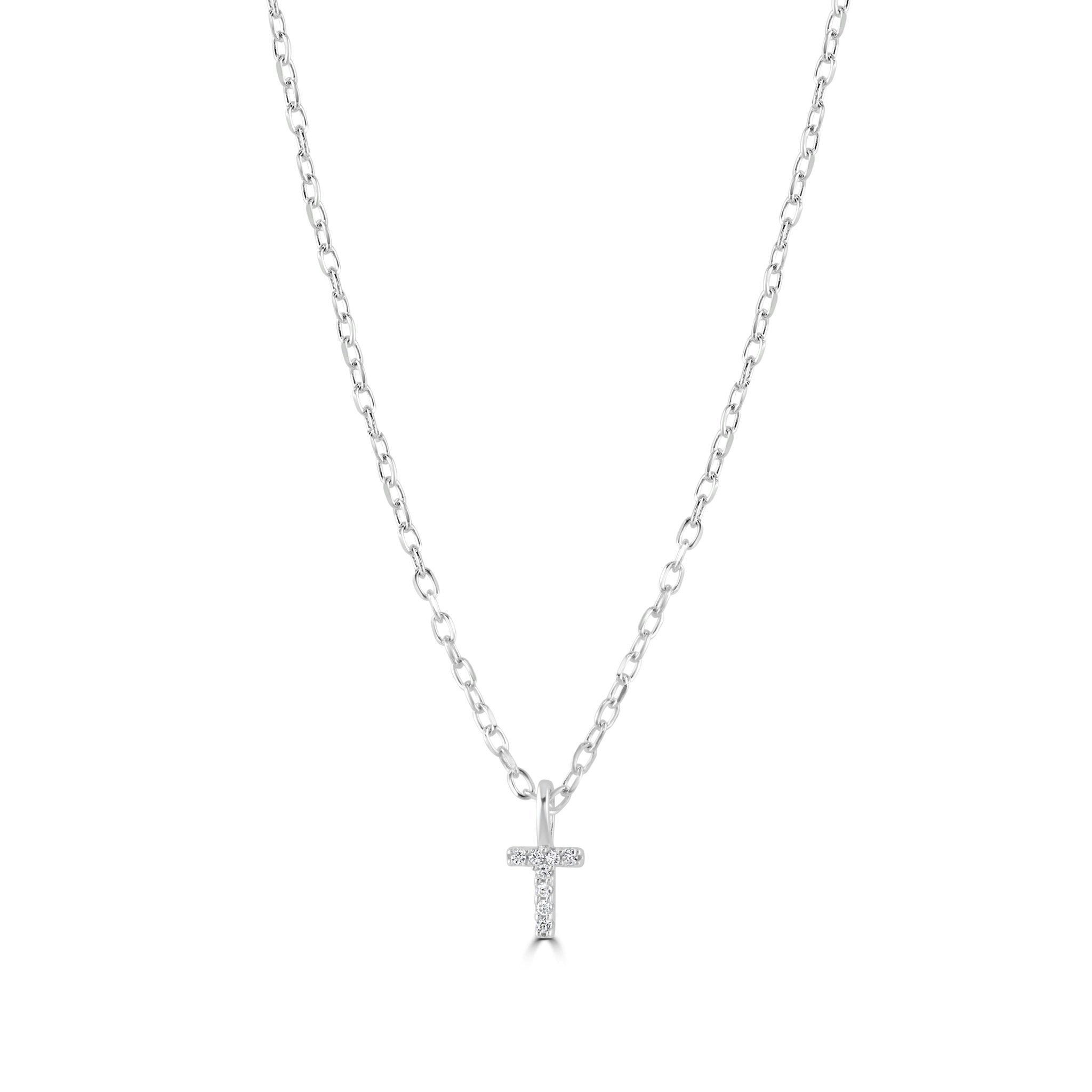 Mylee London Silver Sterling Crystal Initial Necklace - Yes - T