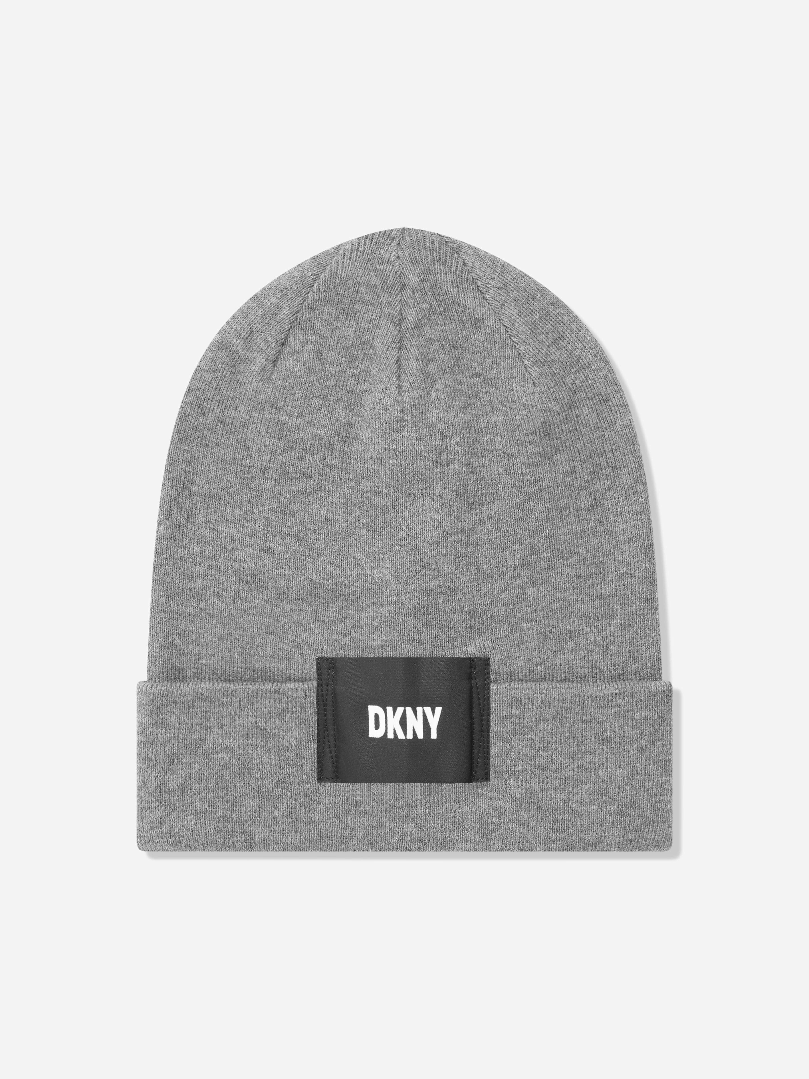 Dkny Girls Grey Logo Beanie Hat In - 6 - 8 Yrs