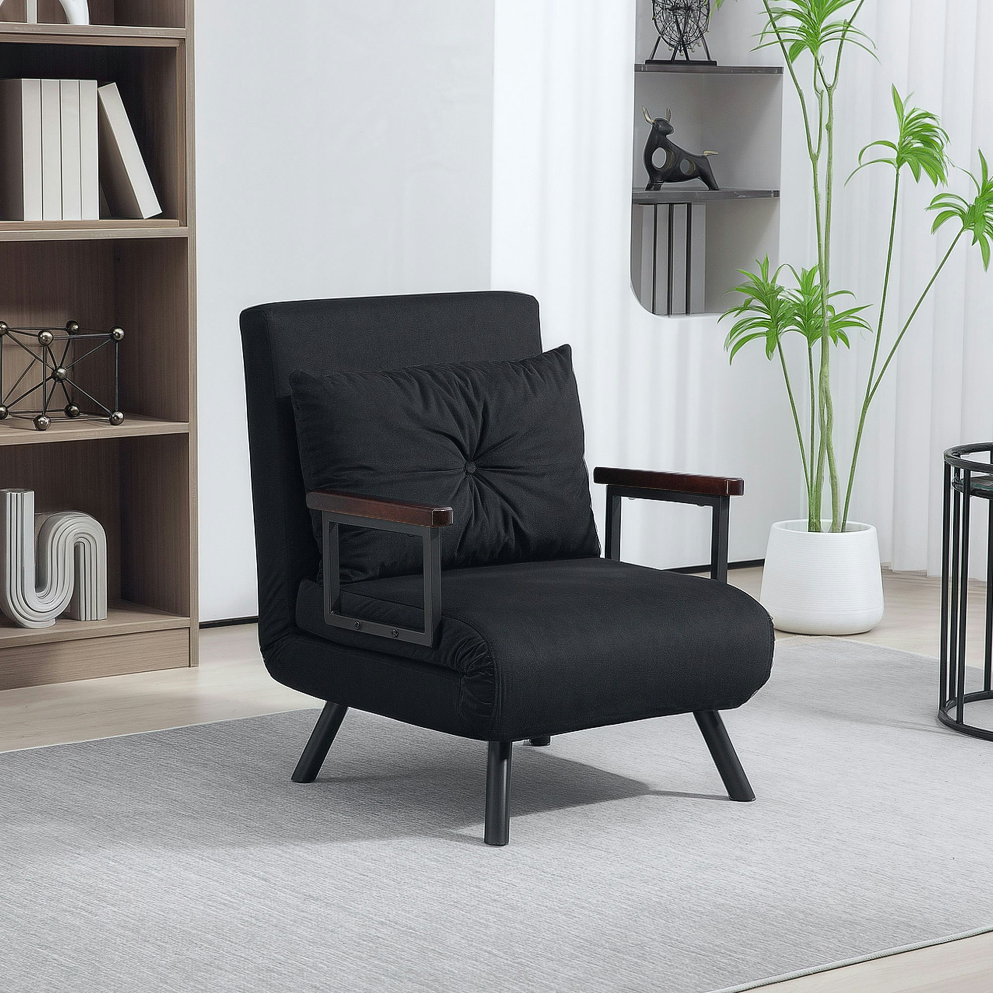 Rackhams Black Click Clack Single Chair Bed Settee For Living Room