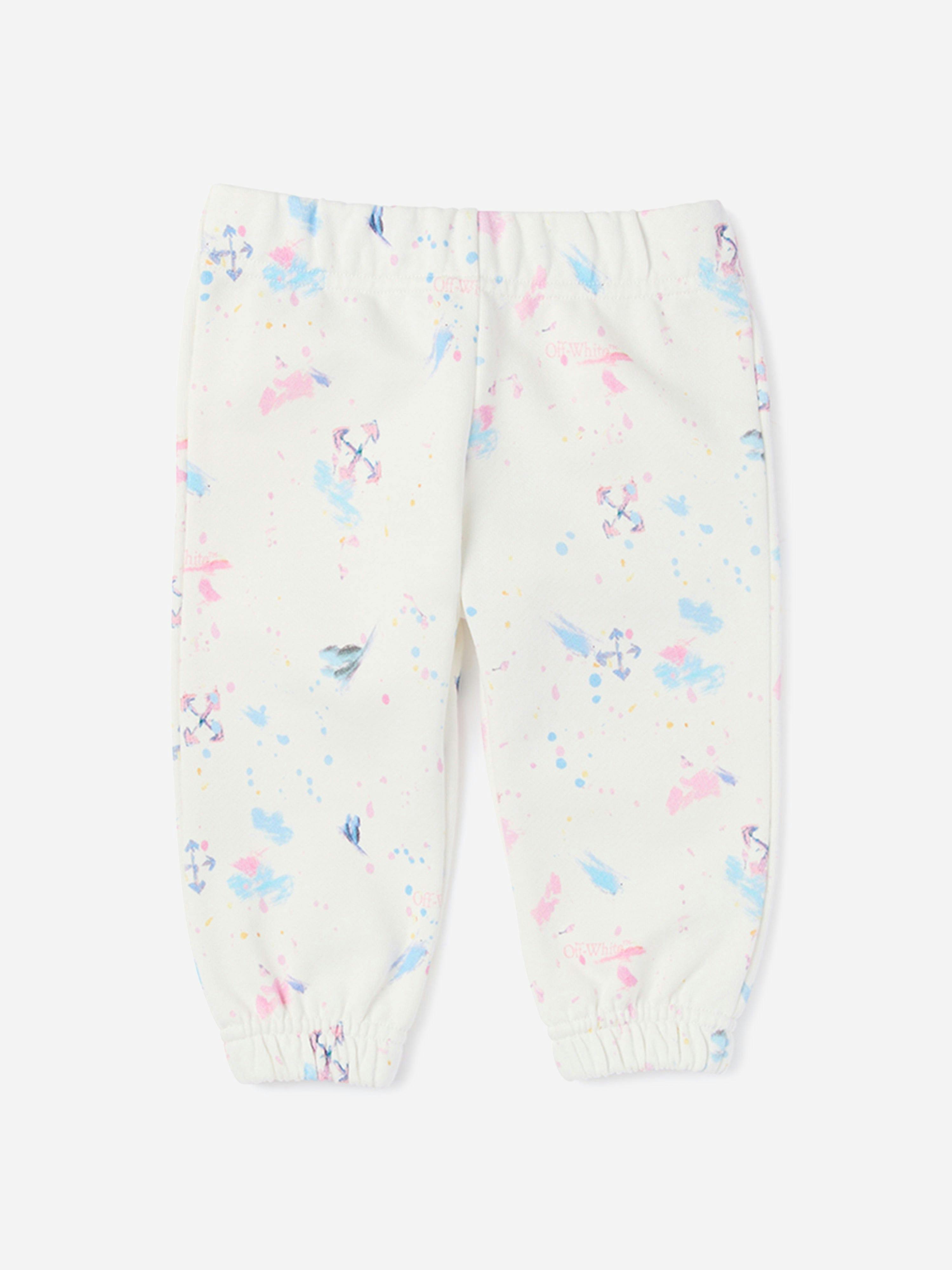 Off-White Women's White/Pink Off- Baby Girls Arrow Splat Aop Joggers In - 36 Mths