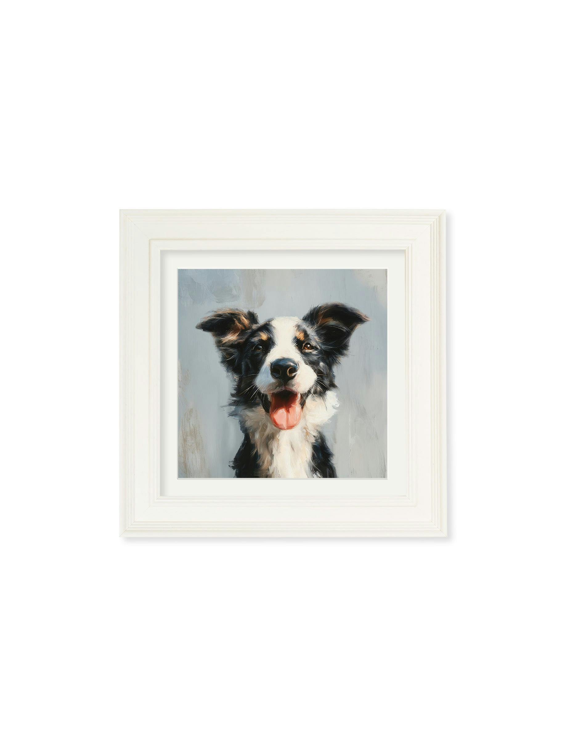 Exceptional Art Cream The Smiley Sheepdog - Hurstwood Square Frame - The Smiley Sheepdog - 44 X 44 Cm