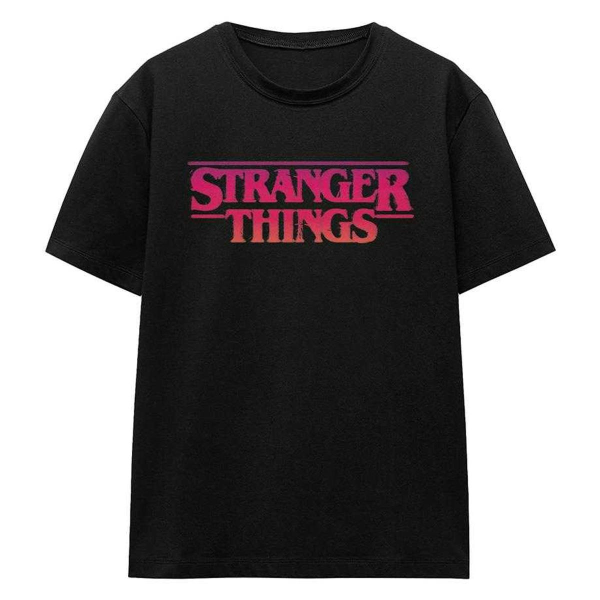 Stranger Things Women's Black Sunset Logo T-Shirt - M