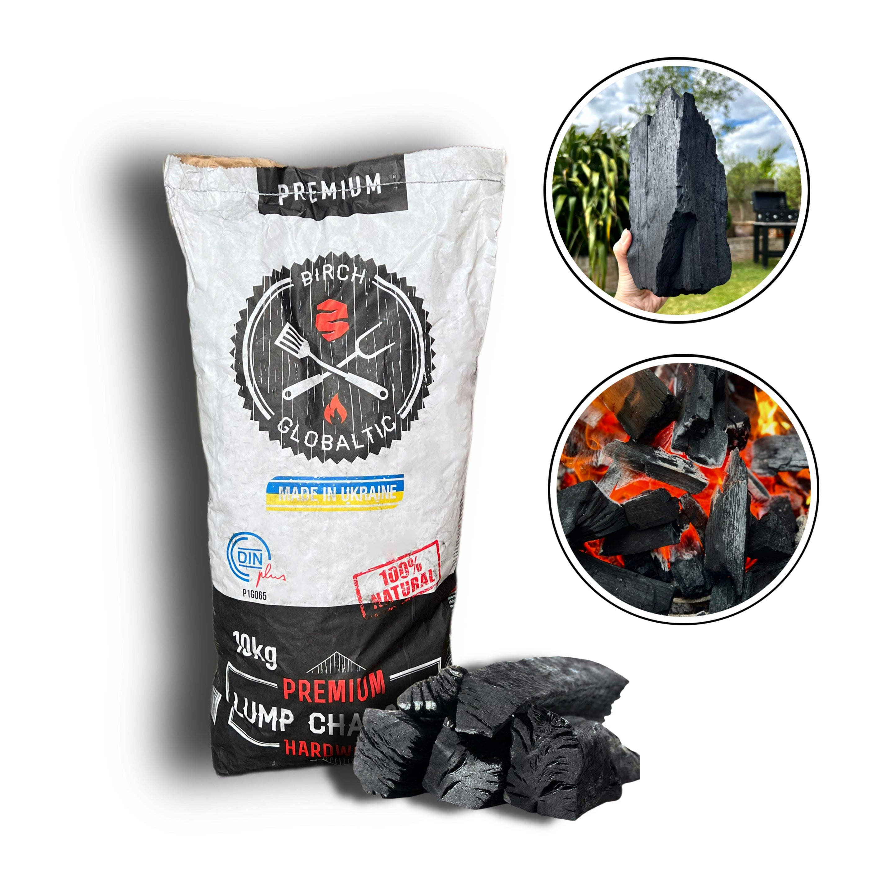 Globaltic Silver Birch Lumpwood Charcoal 10 Kg