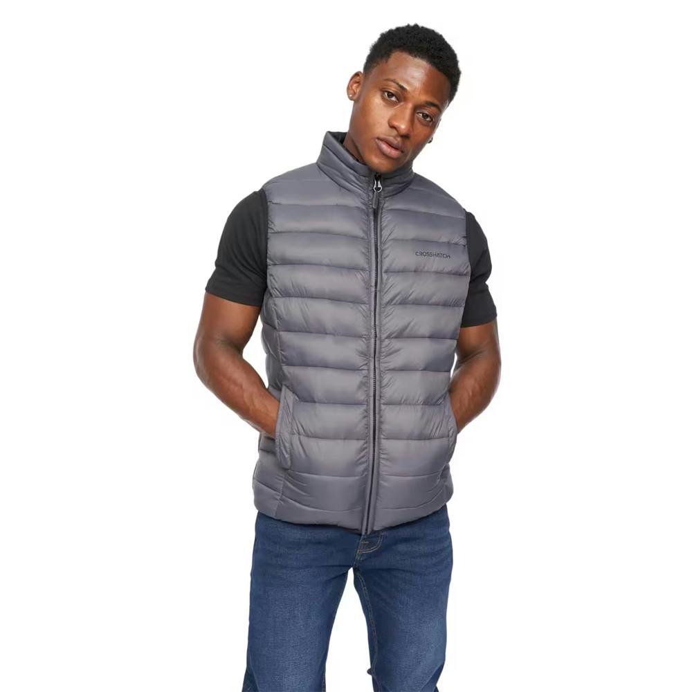 Crosshatch Men's Gattering Quilted Gilet - Charcoal Camo - Xxl - Charcoal Camo - 100% Mixed