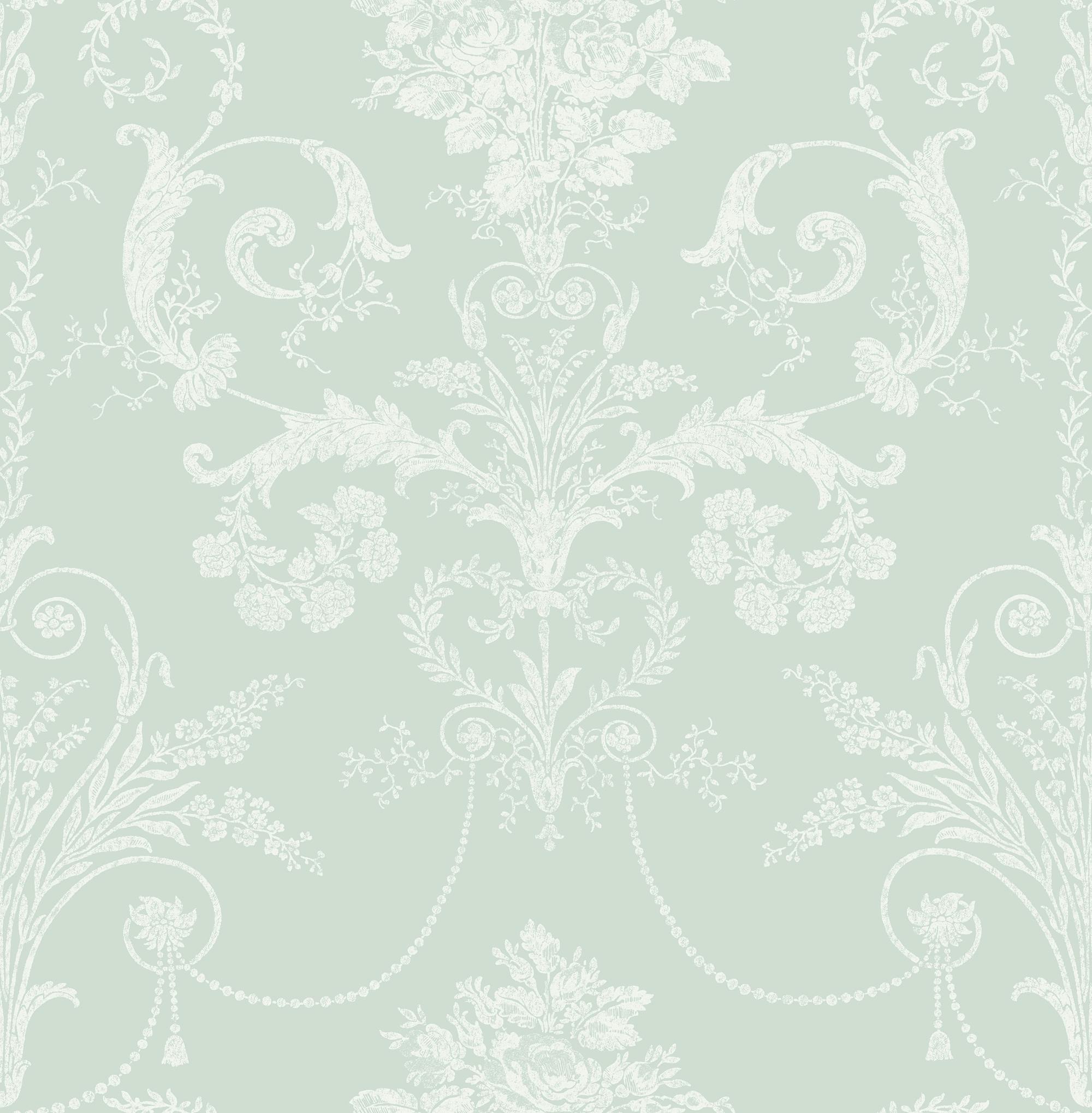 Rackhams Josette Wallpaper - Duck Egg - 10M