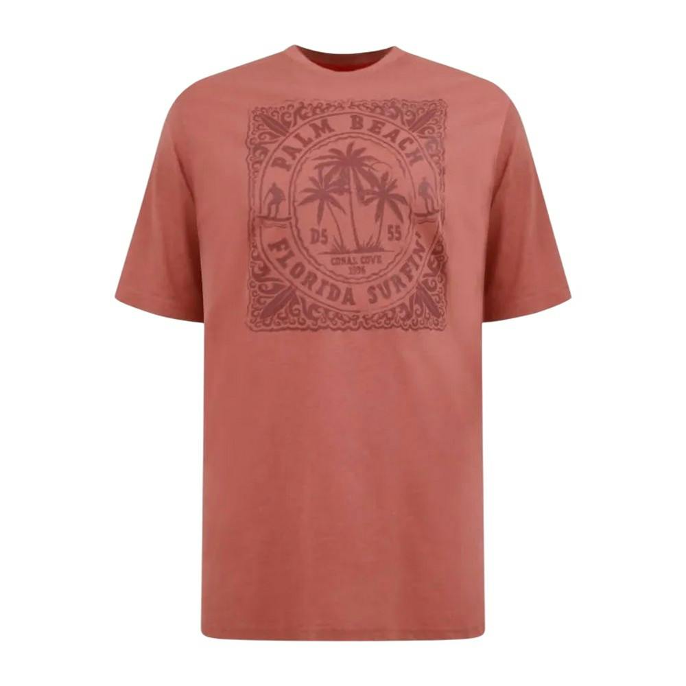 Duke Men's Red Titchmarsh D555 Florida Surfin Kingsize T-Shirt - Brick - 4XL - Brick - 100% Mixed