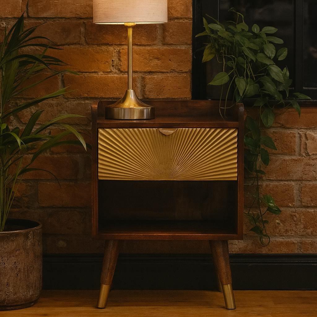 Wyld Haus Gold Merano Drawer Bedside Table