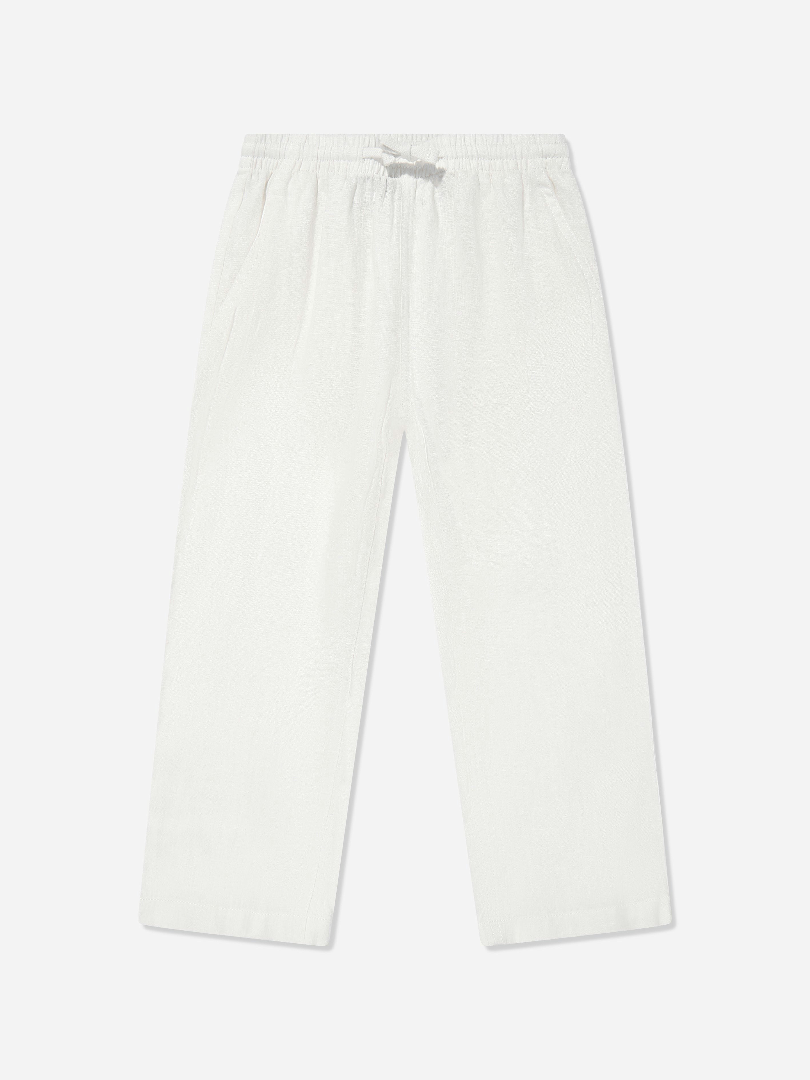 Ralph Lauren Kids Boys White Ralph Lauren Linen Trousers In - 8 Yrs