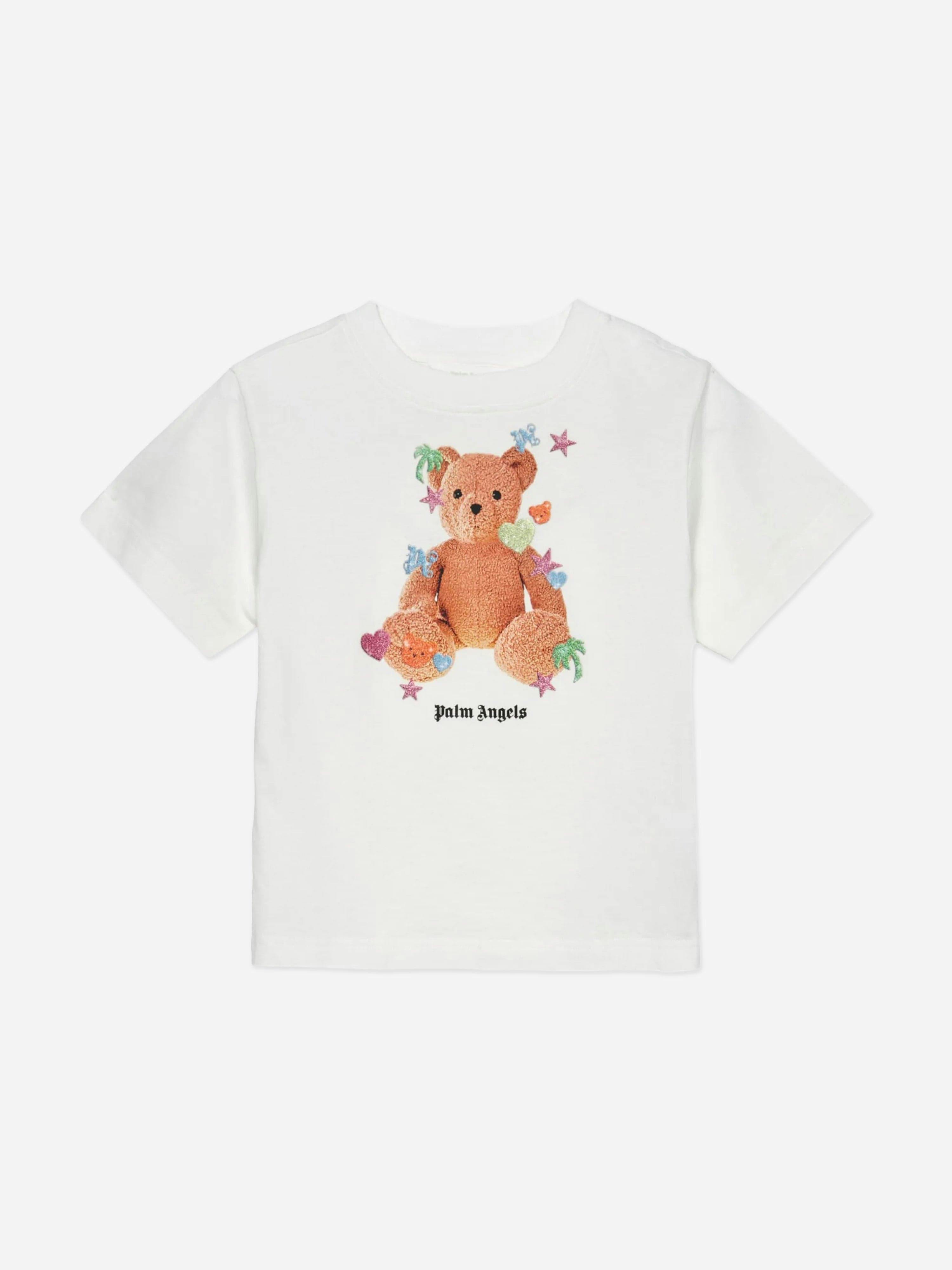Palm Angels Girls Ivory Stickers Bear Regular T-Shirt In - 6 Yrs