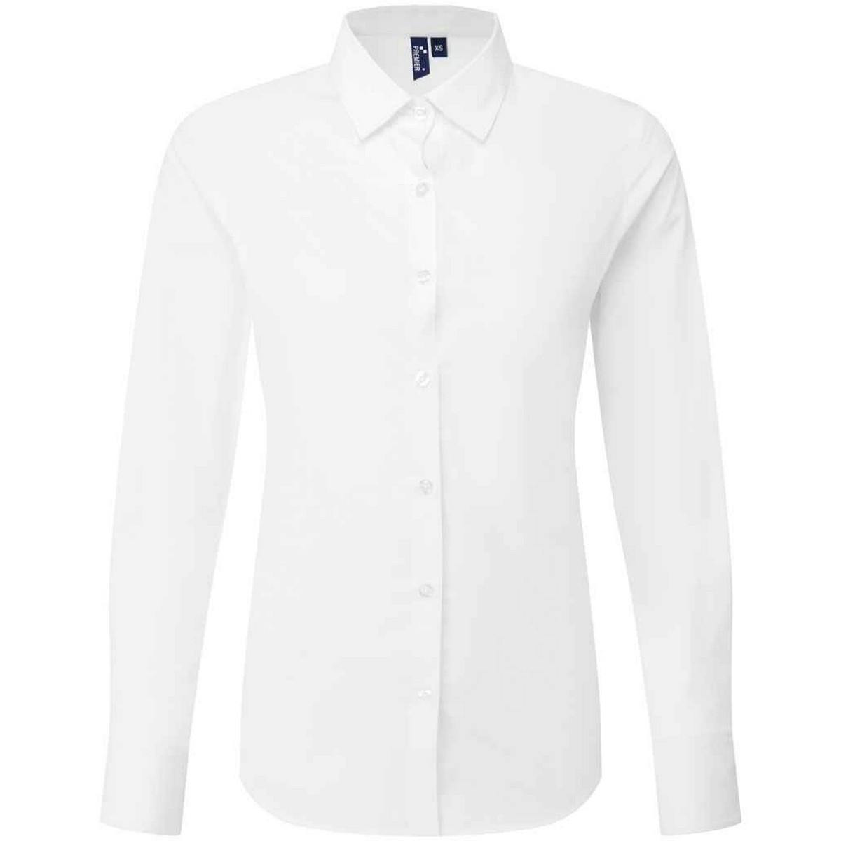 Premier Women's White Recyclight Poplin Long-Sleeved Shirt In | Size: 2XL - Image 2