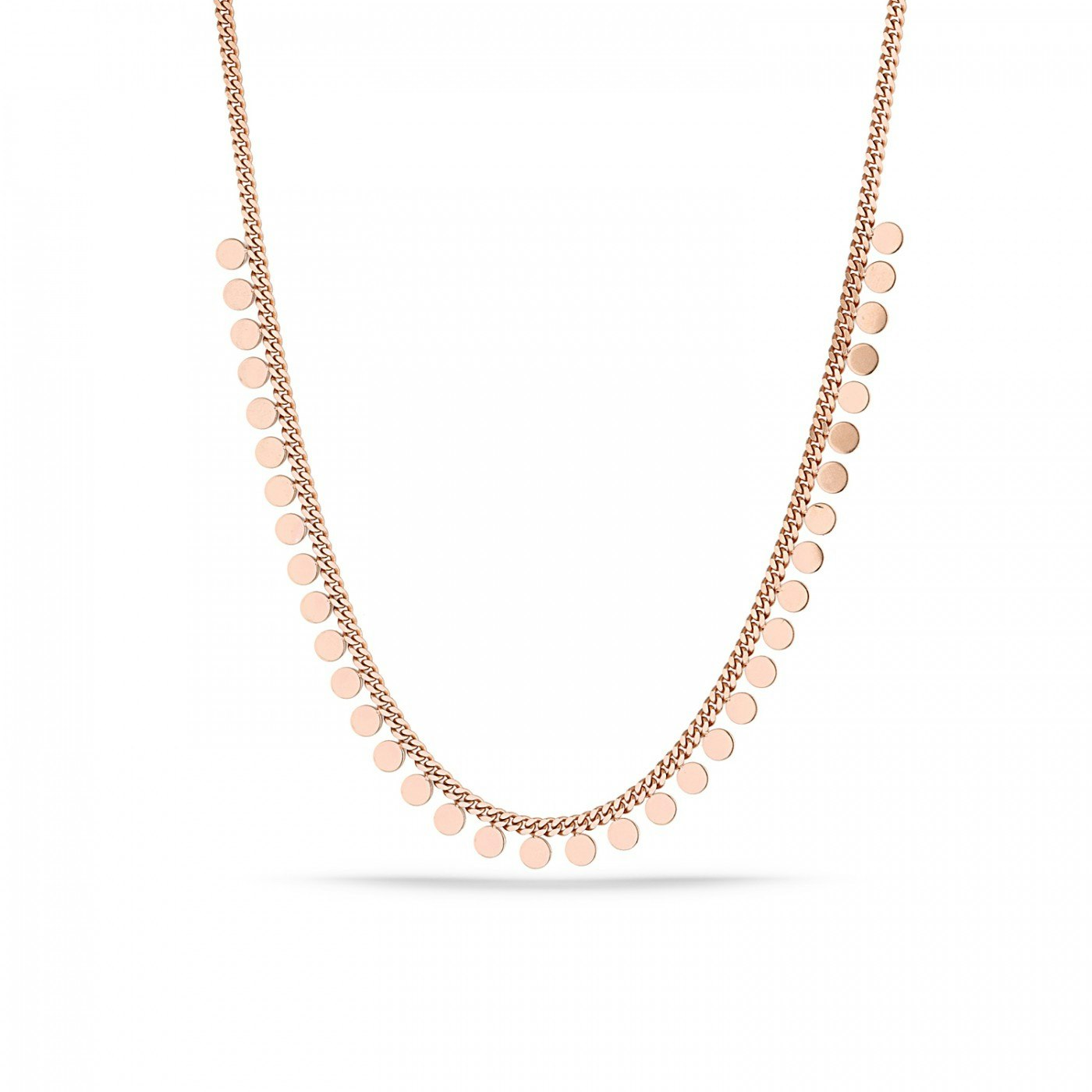 Spero London Silver/Gold Disk Charm Coin Chain Necklace In Sterling - Rose - Rose