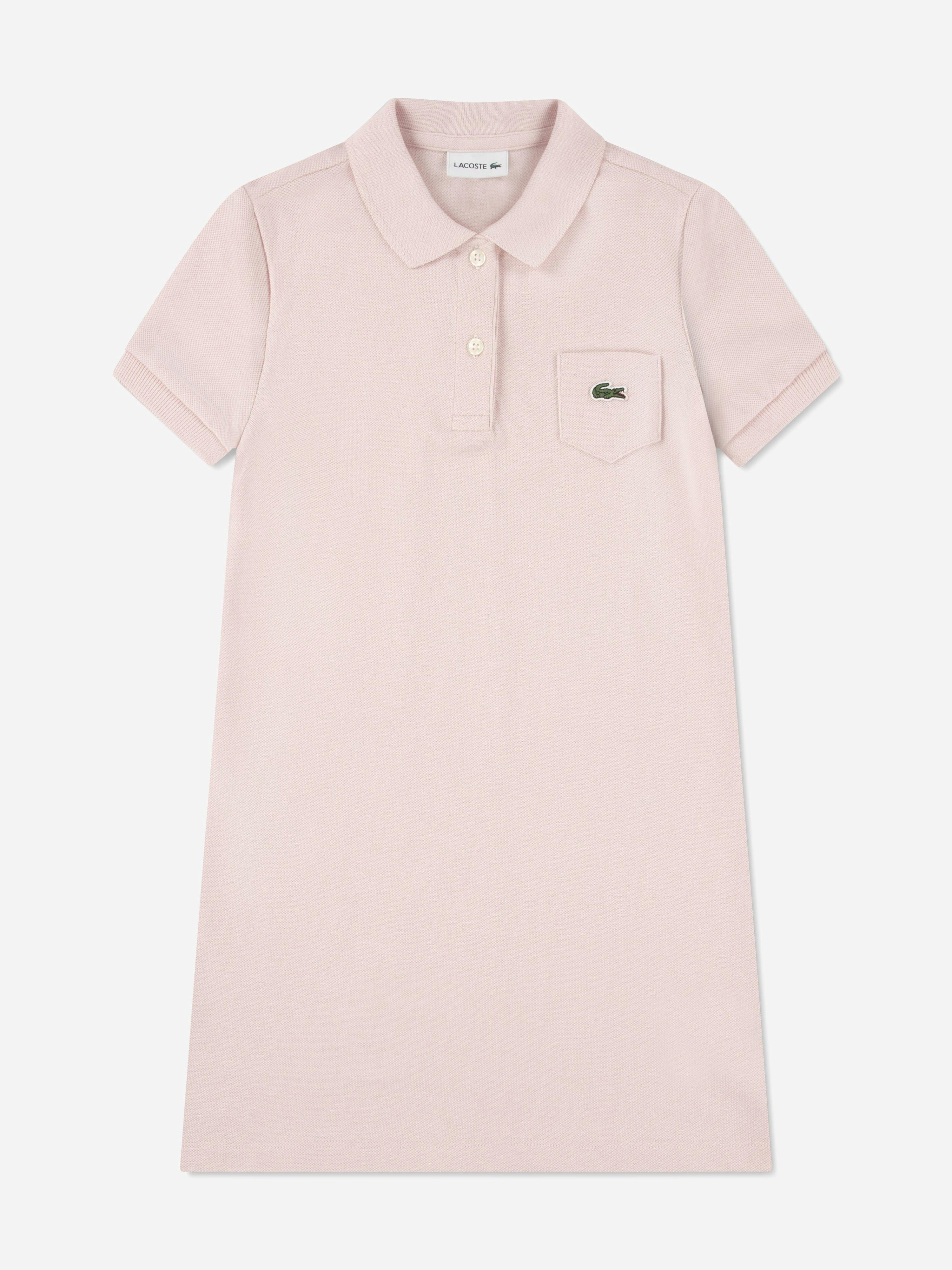 Lacoste Kids Girls Pink Lacoste Pique Polo Dress In - 6 Yrs