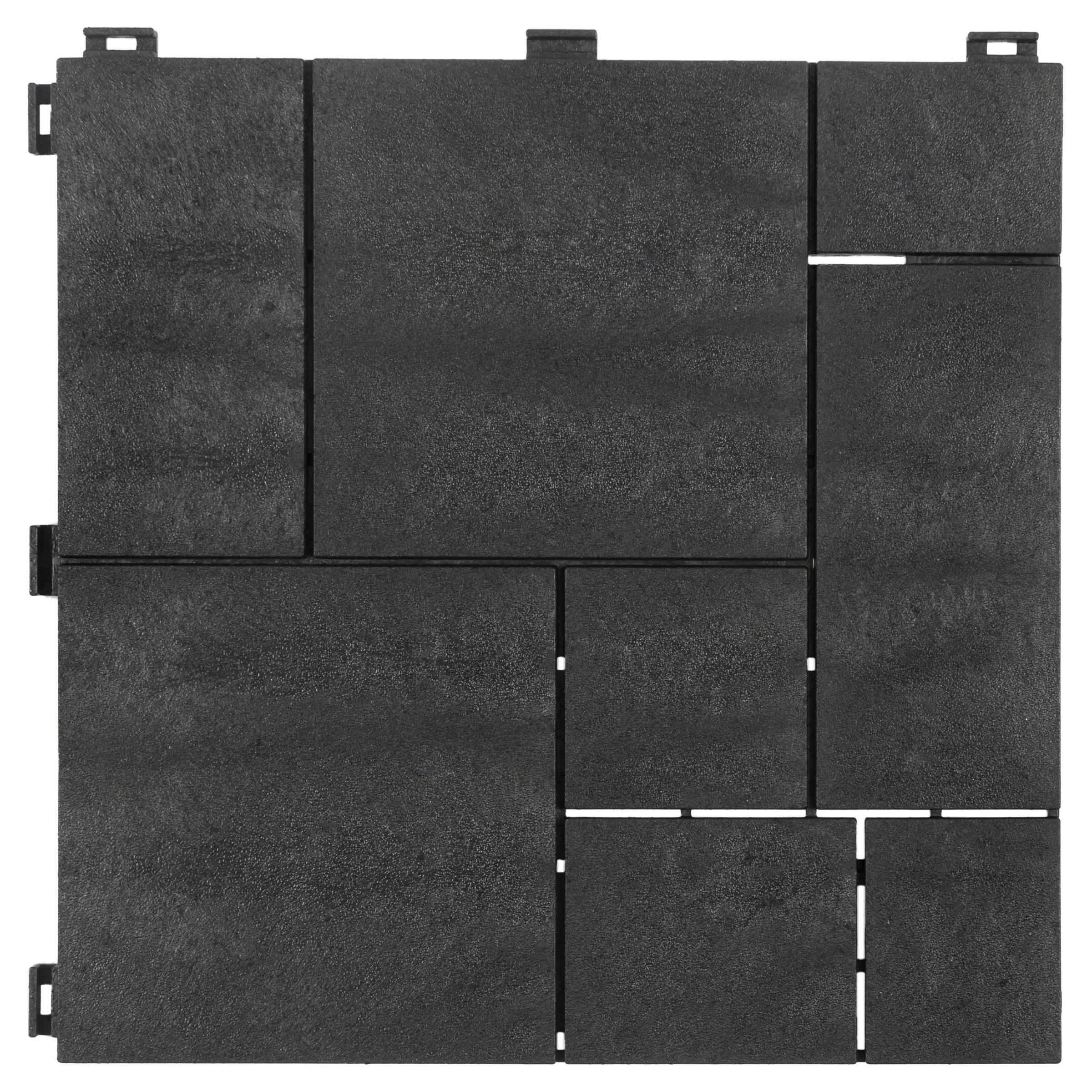 Rackhams Dark/Grey Mosaic Composite Interlocking Decking Tiles - 1 Tile (Sample)