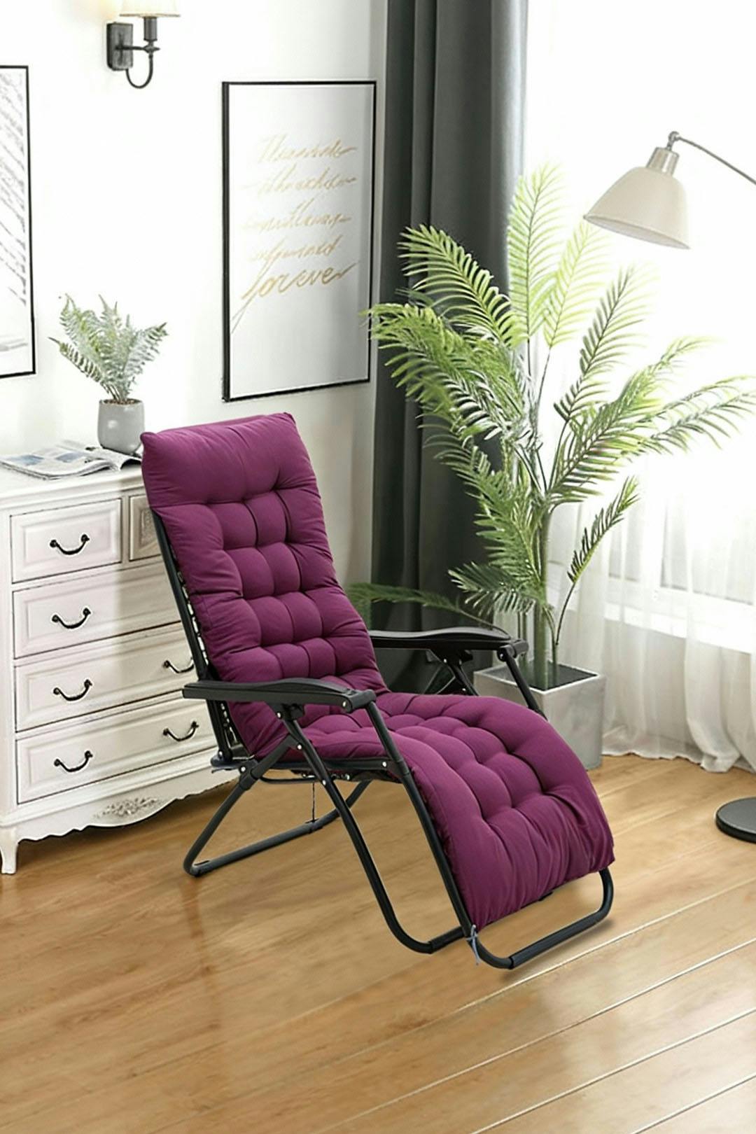 Rackhams Purple 160 Cm W X 50Cm D Garden Bench Cushion Sun Lounger Cushion - One Size