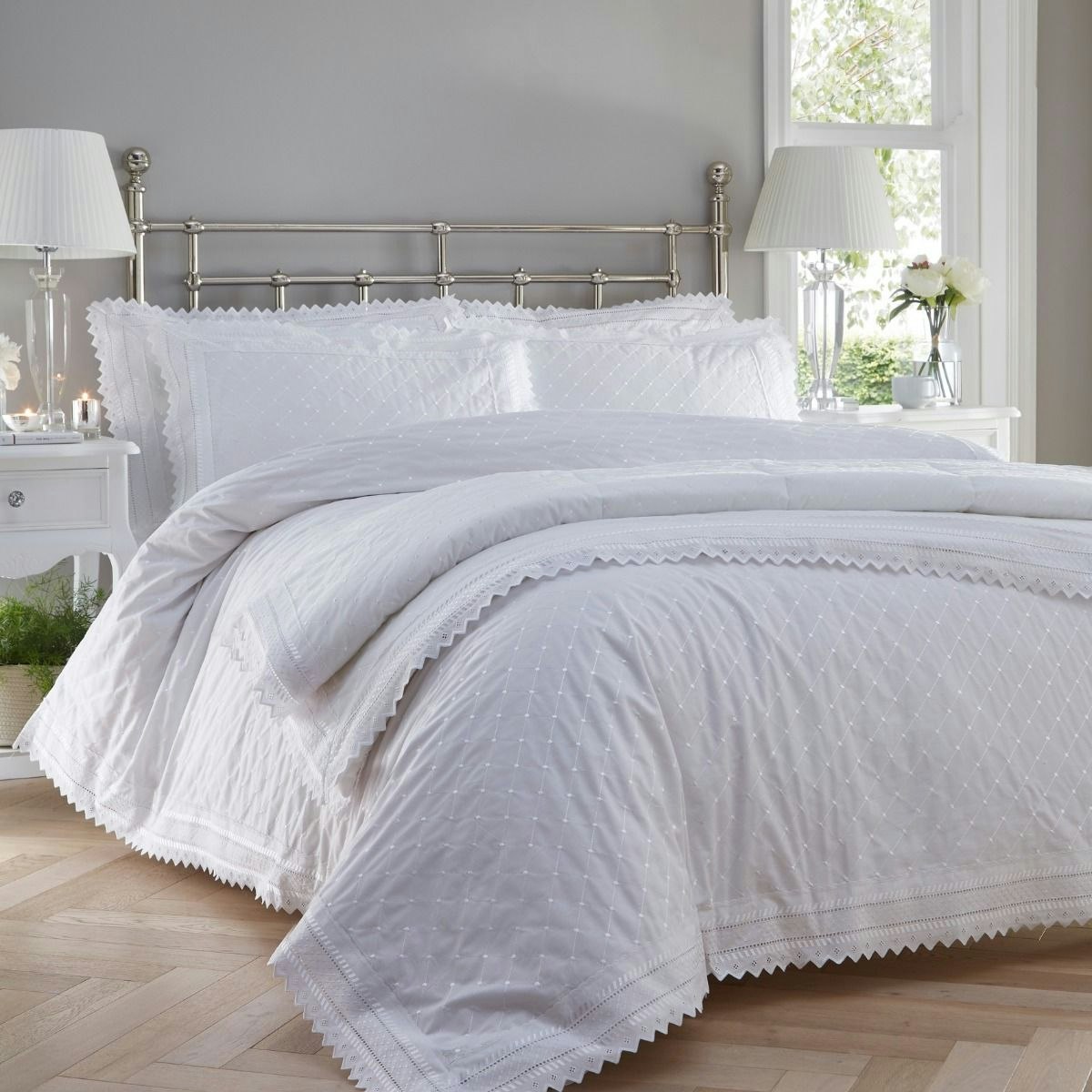 Rackhams White Broderie Anglaise Quilted Bedspread