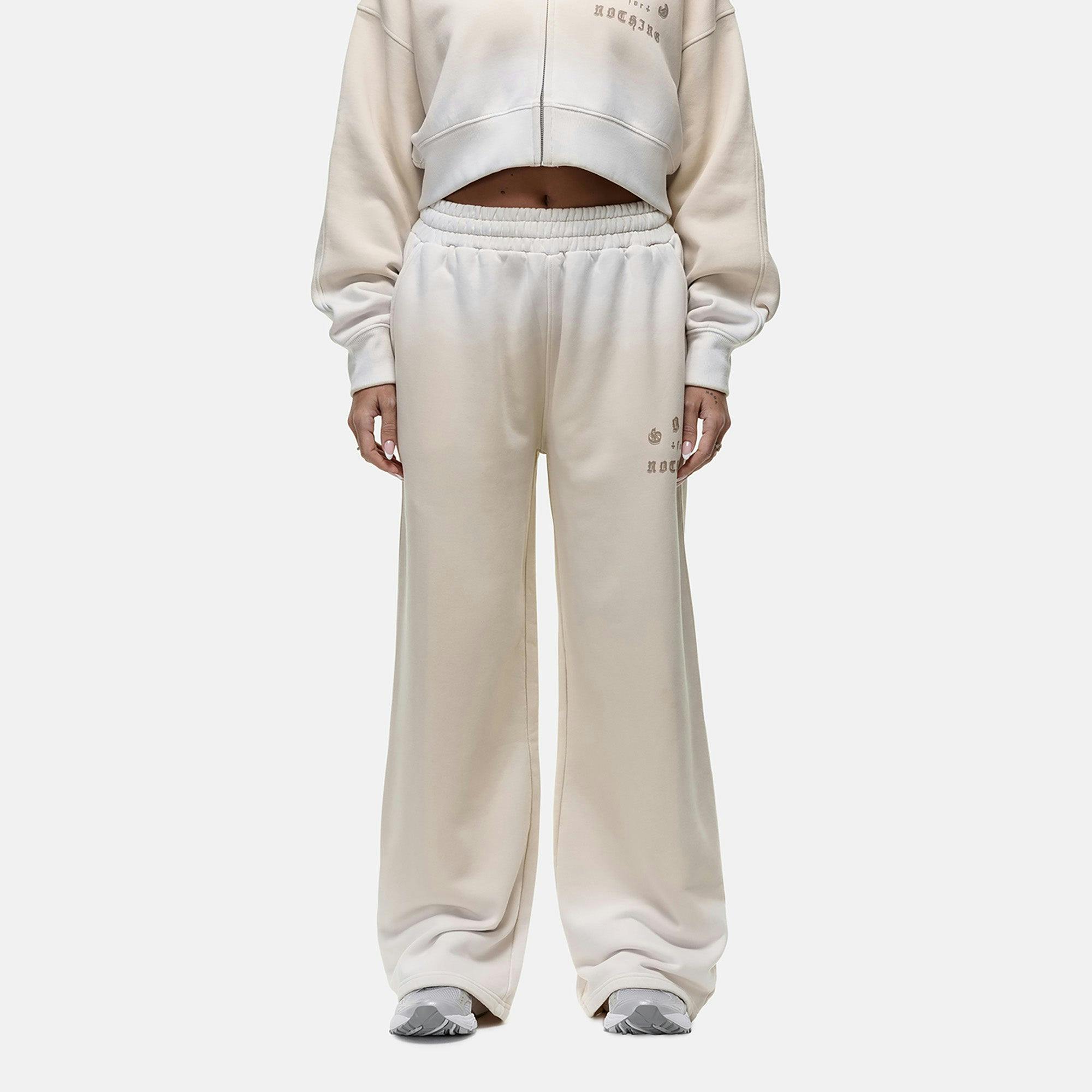 Good For Nothing Cream Spray Effect Relaxed Wide Leg Jogger - Xxs