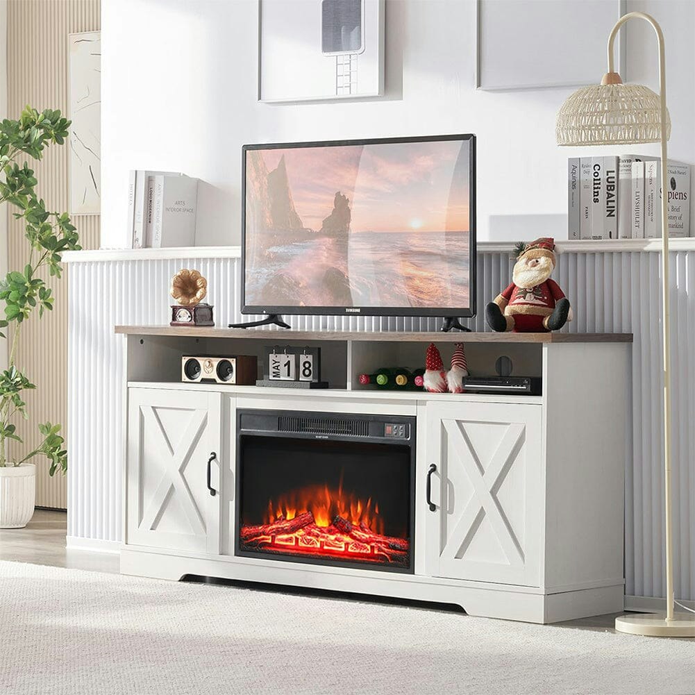 Rackhams White 38Cm W Freestanding Fireplaces Recessed Electric Fireplace Tv Stand
