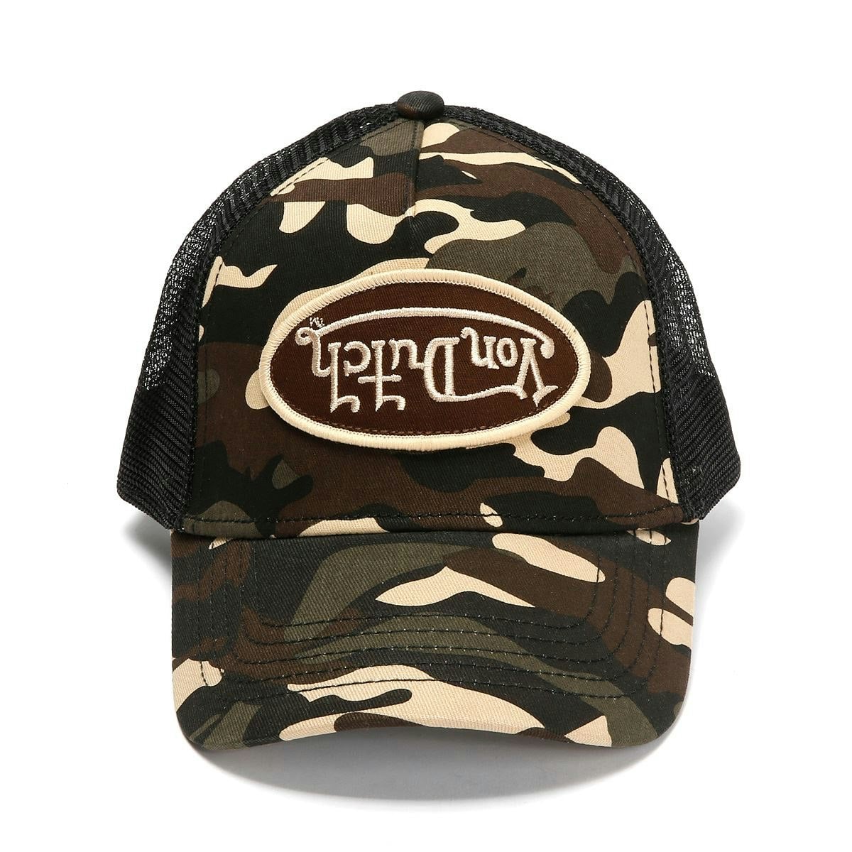 Von Dutch Brown Multi Trucker Cotton Edge Camo Caps