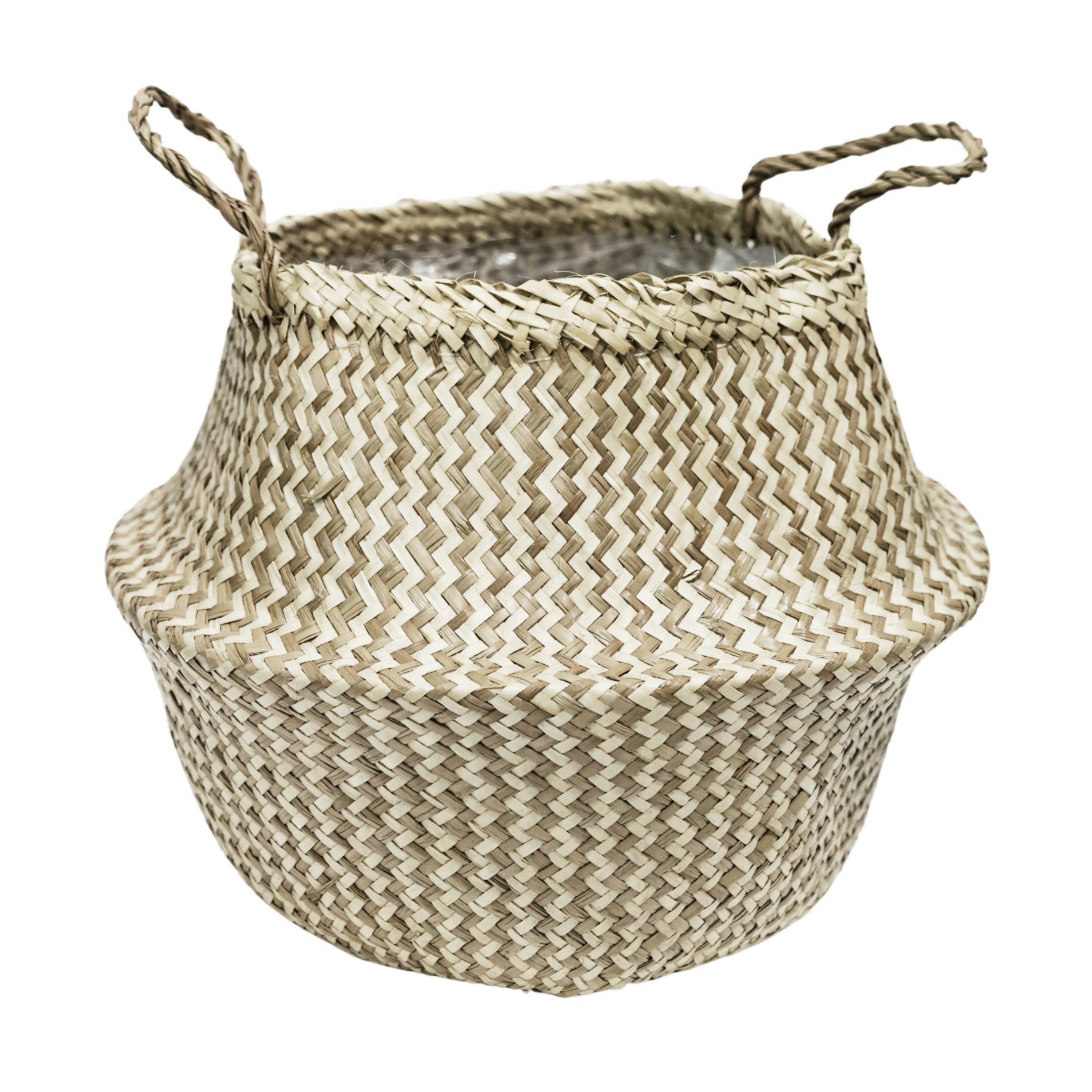 Ivyline White Seagrass Chevron Lined Basket - 30Cm