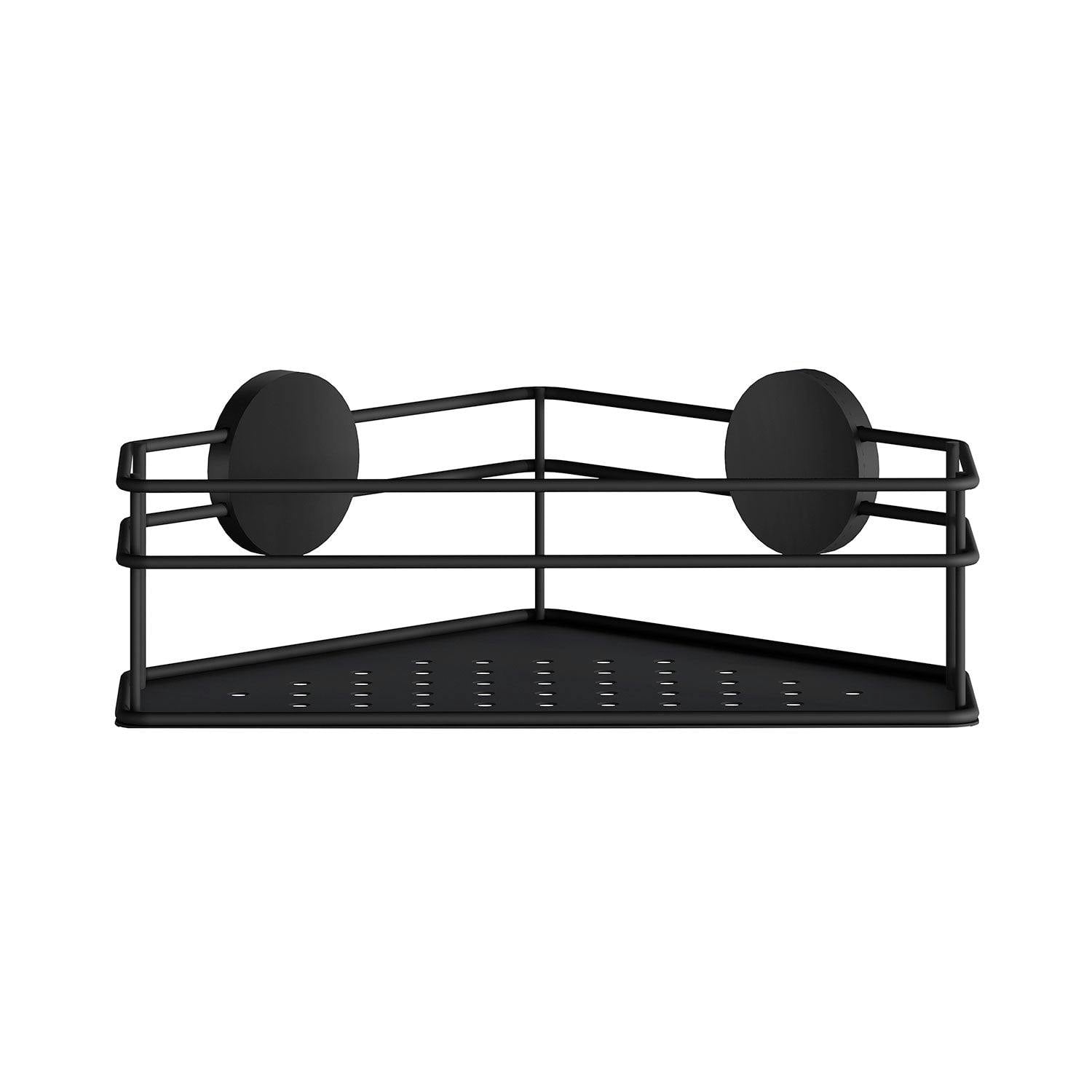 Rackhams Black Matt Stainless Steel Corner Shower Basket Self Adhesive Wall Mounted