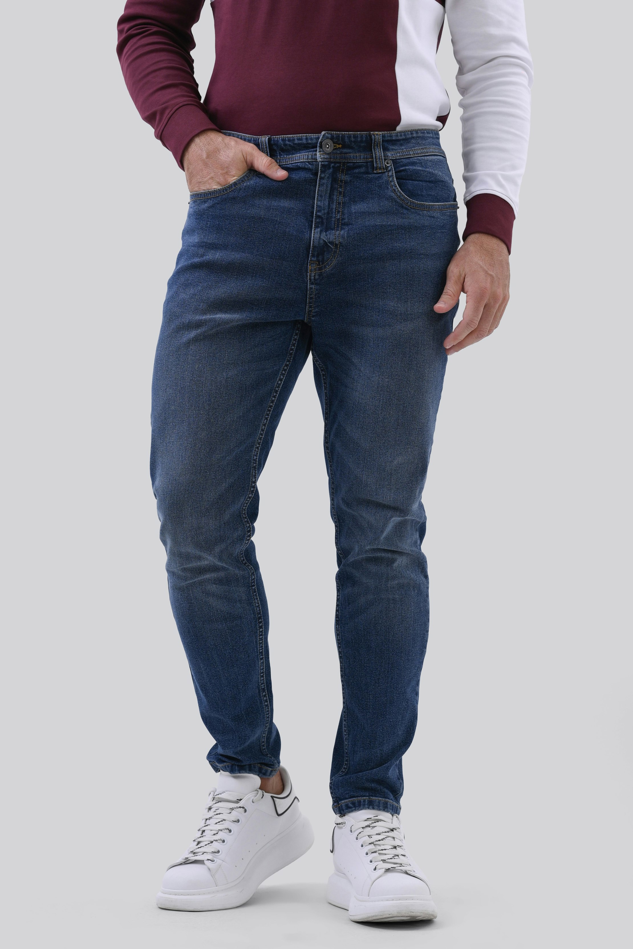 Enorsia Men's Blue Slim Fit Jeans - 38 - Deep - 98.5% Cotton 1.5% Spandex