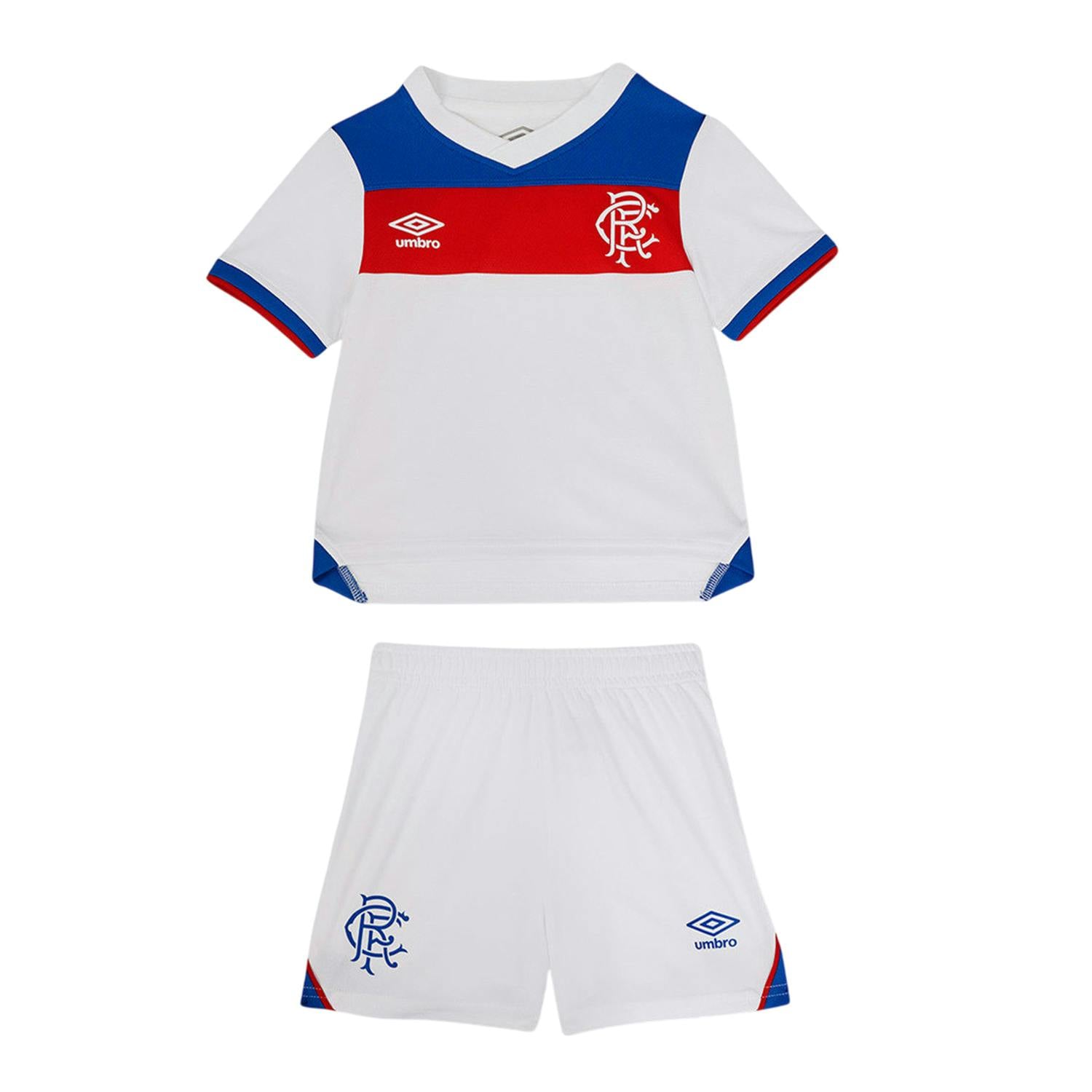 Umbro White/Blue Baby 25/26 Rangers Fc Away Kit - Brilliant /Lapis Blue/Flame Scarlet - 12-18 Months - Brilliant /Lapis Blue/Flame Scarlet - 100% Mixed