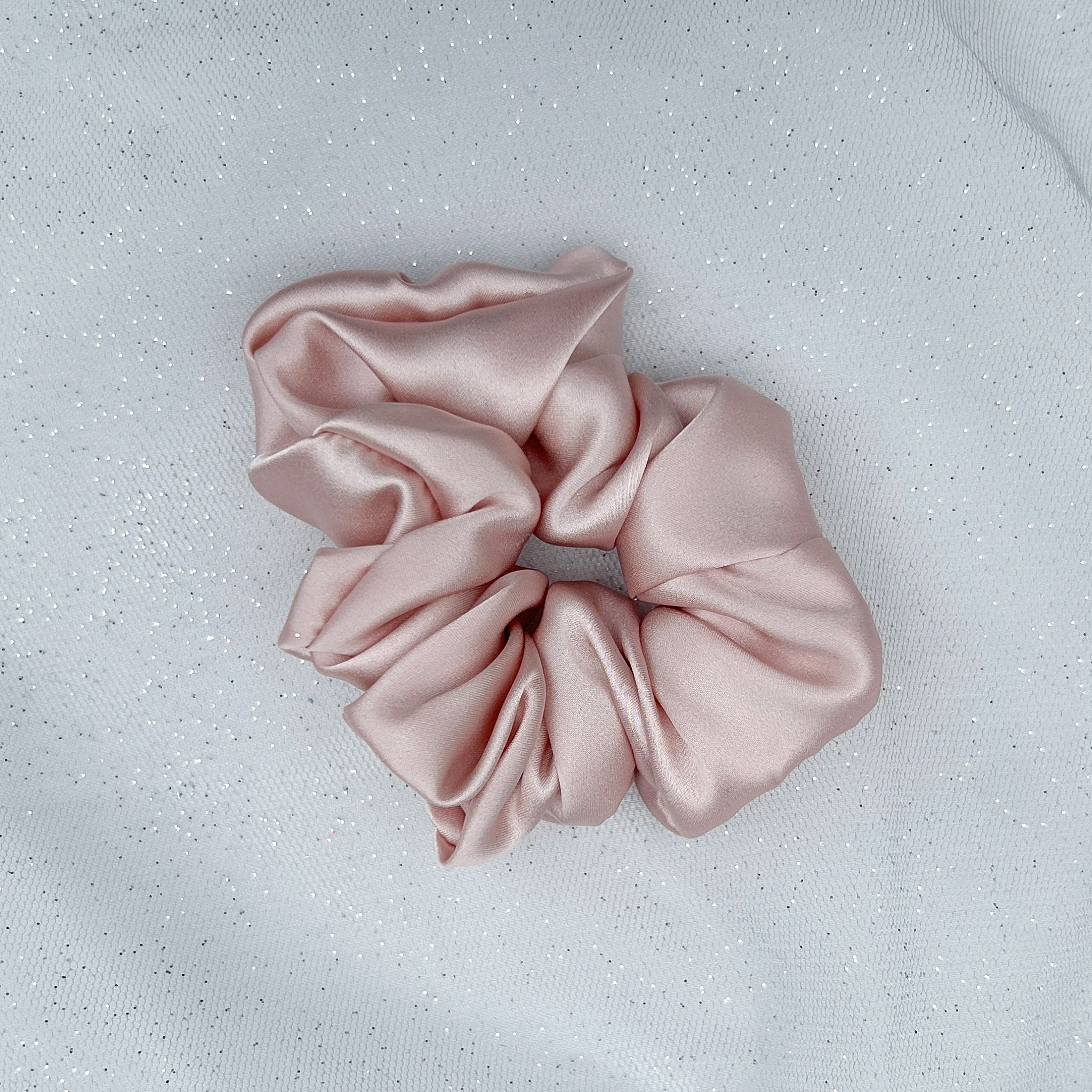 Queenmee Accessories Pink Silk Scrunchie In Dusky Mulberry Silk