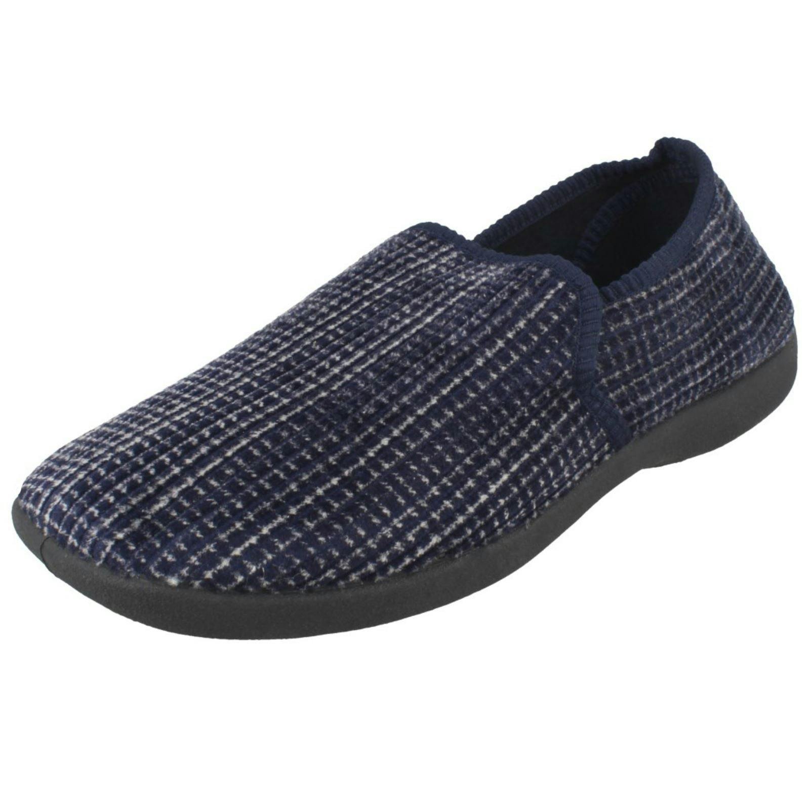 Spot On Men's Chequered Full Slipper X2034 - Navy - Uk 8