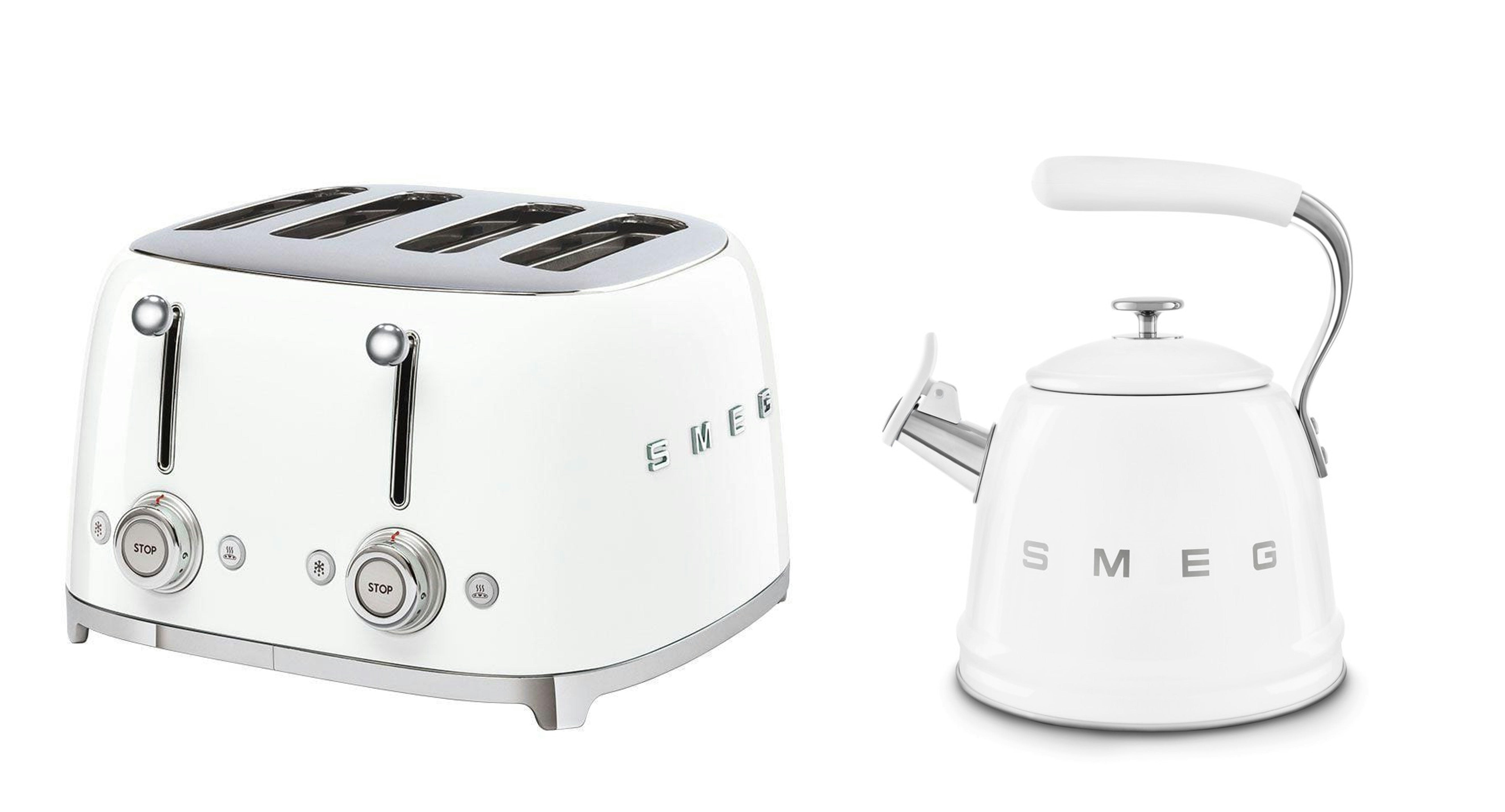 Smeg White Wkf01 Whistling Stovetop Kettle & Tsf03 4-Slice Toaster Bundle Size 2
