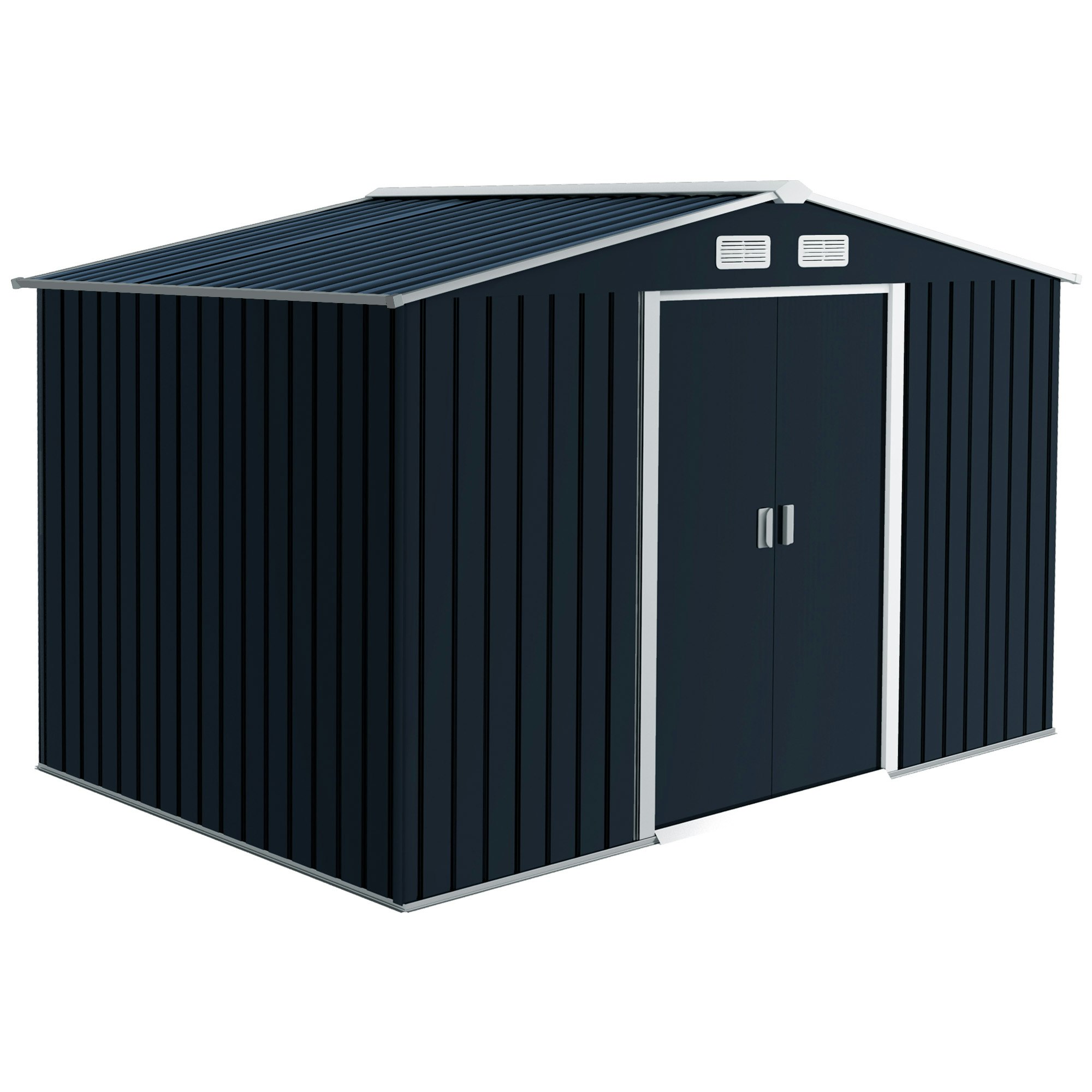 Rackhams Dark/Grey X 6Ft Galvanised Garden Storage Shed With Sliding Door, Size 9