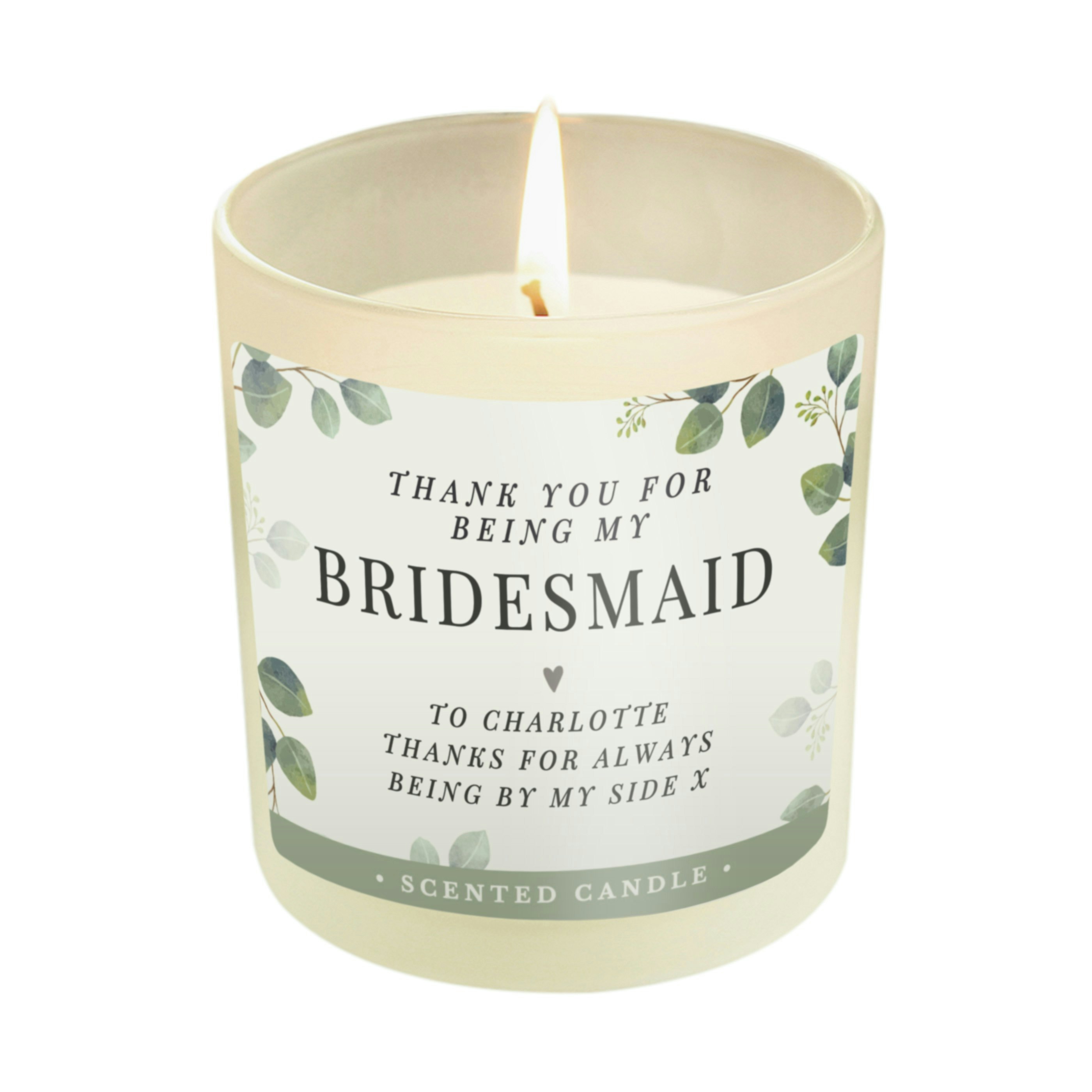 Personalised Memento Company Personalised Botanical Thank You Wedding Party Jar Candle