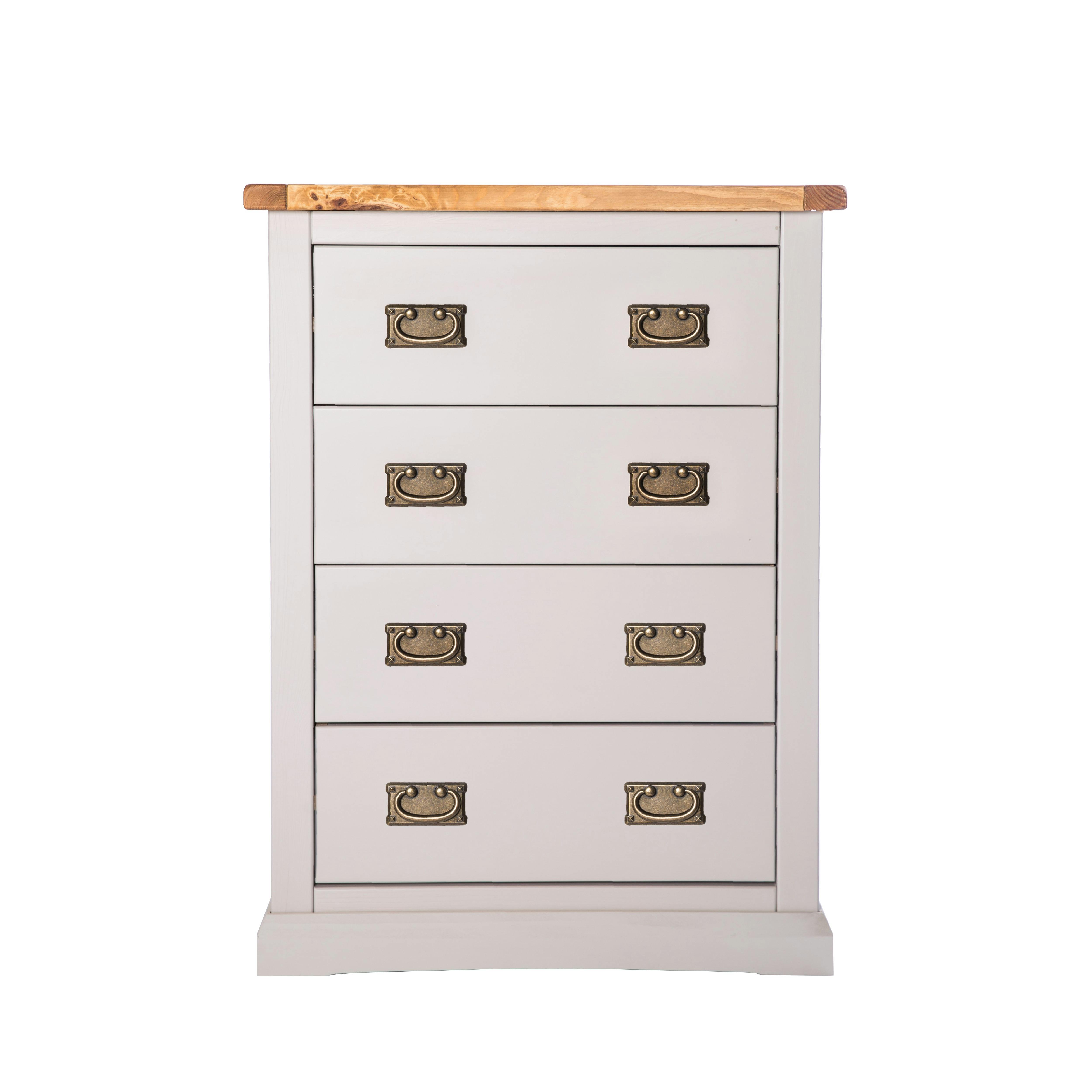 Cabinet Bits Loreo 4 Drawer Petite Chest - Grey / Brass - Image 3