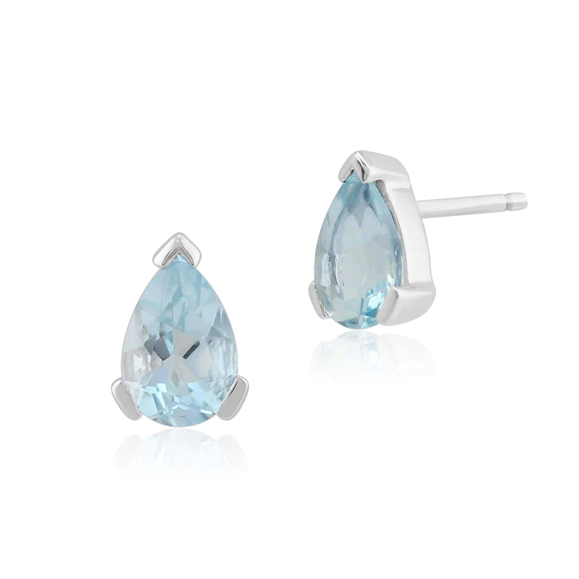 Gemondo White/Gold Classic Pear Aquamarine Stud Earrings In 9Ct 6.5X4mm