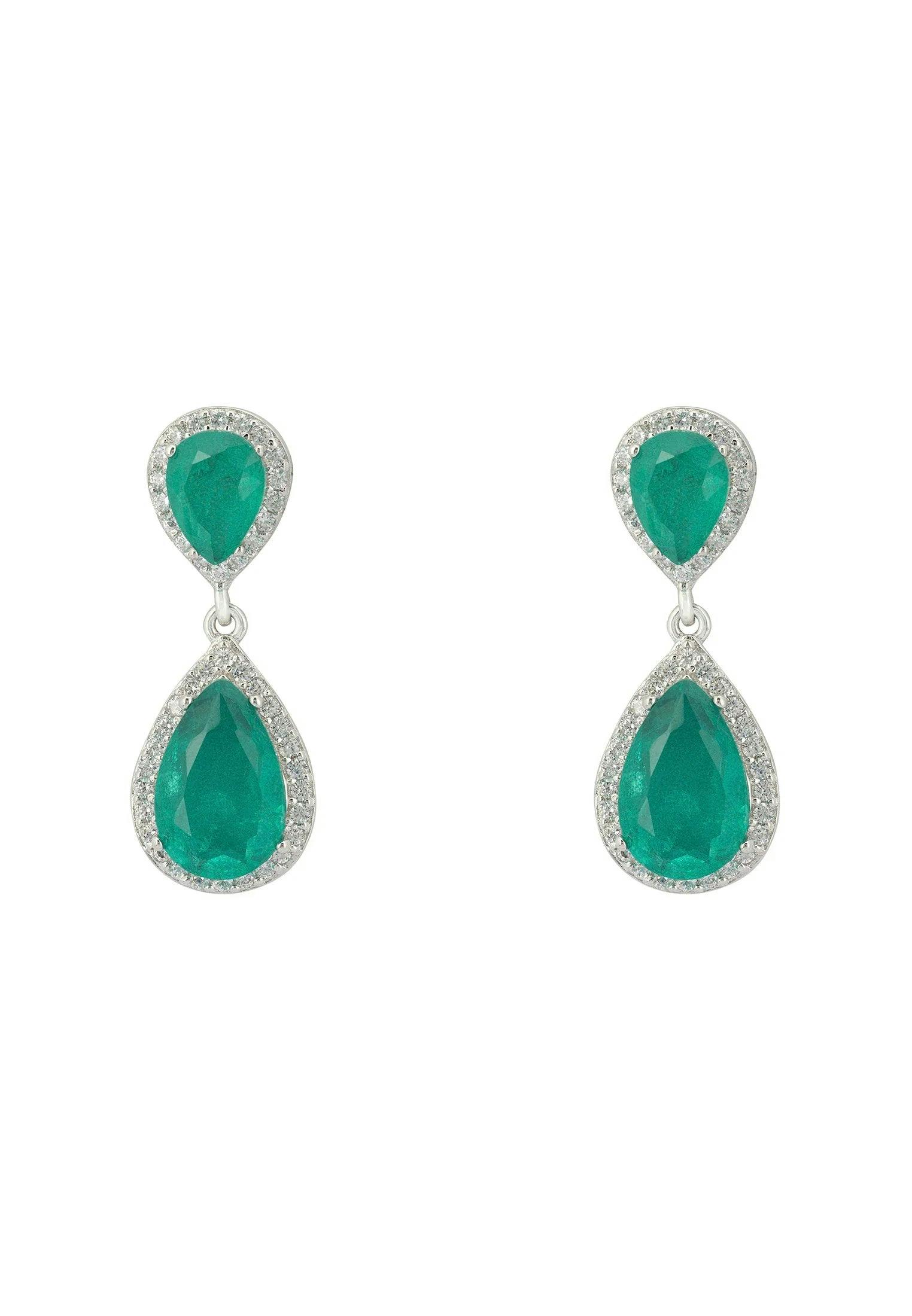 Latelita Silver Odette Teardrop Colombian Emerald Earrings