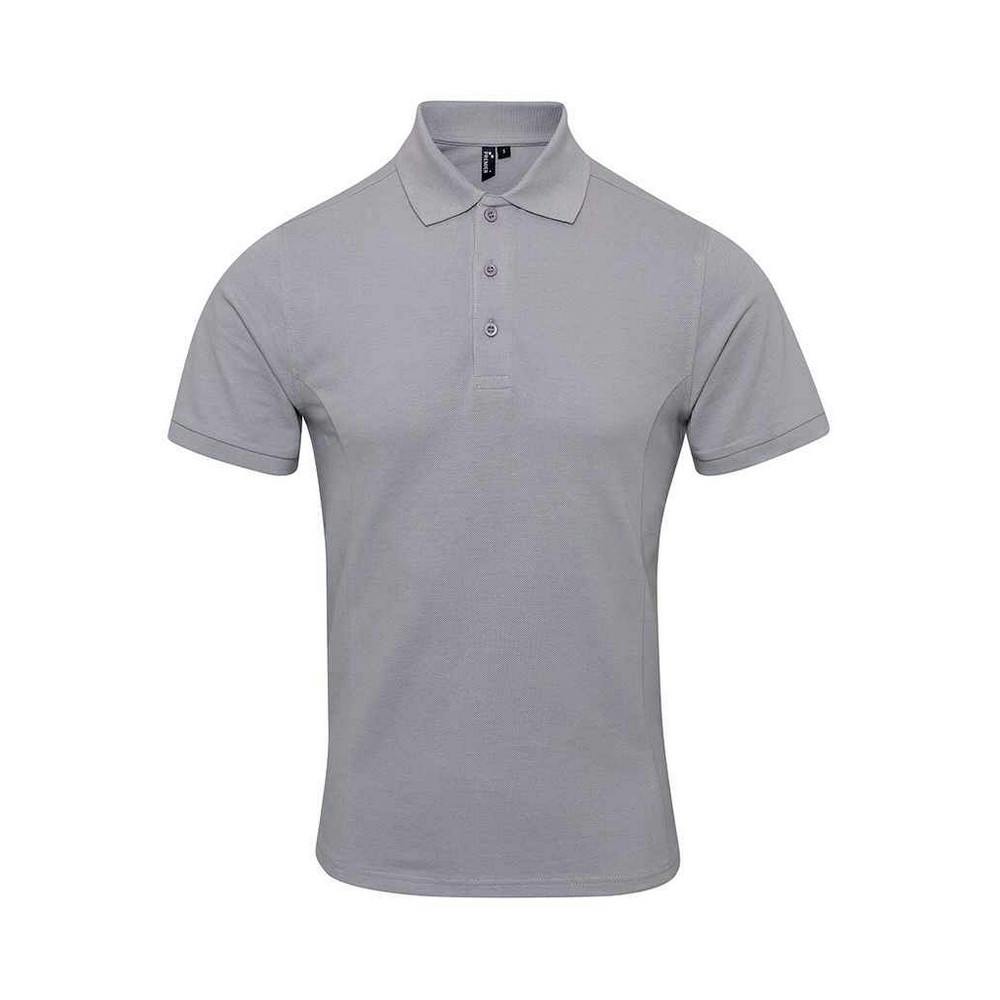 Premier Mens Coolchecker Plus Piqu Polo Shirt (Silver) - Size Medium - Image 3