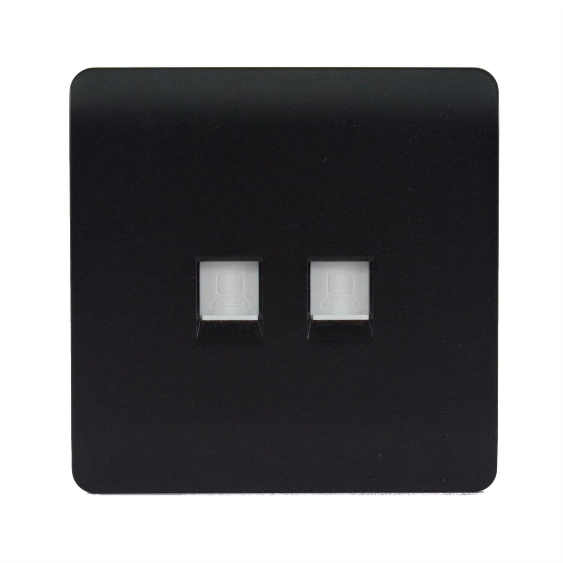 Trendi Modern 2 Gang Telephone Socket in Matt Black - Image 5