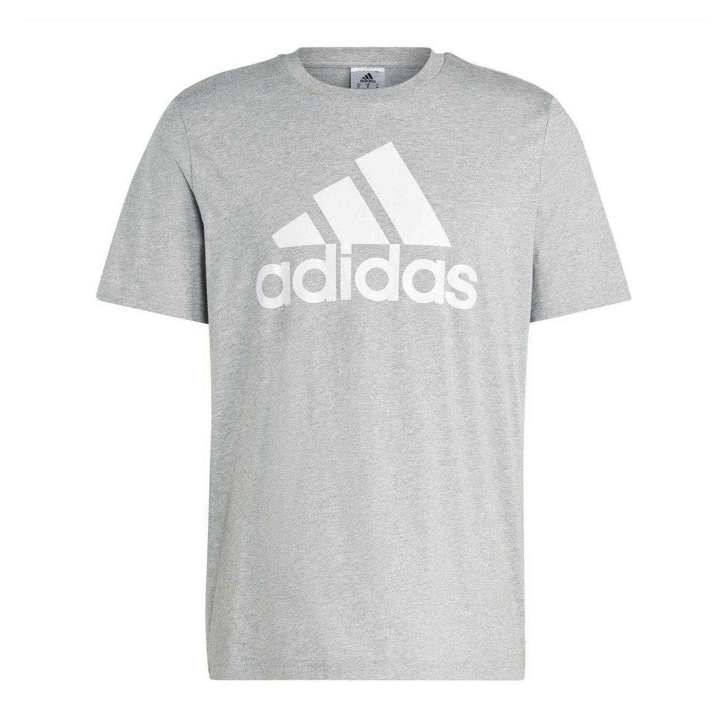 Adidas Men's Grey Big Logo T-Shirt - S - 100% Cotton