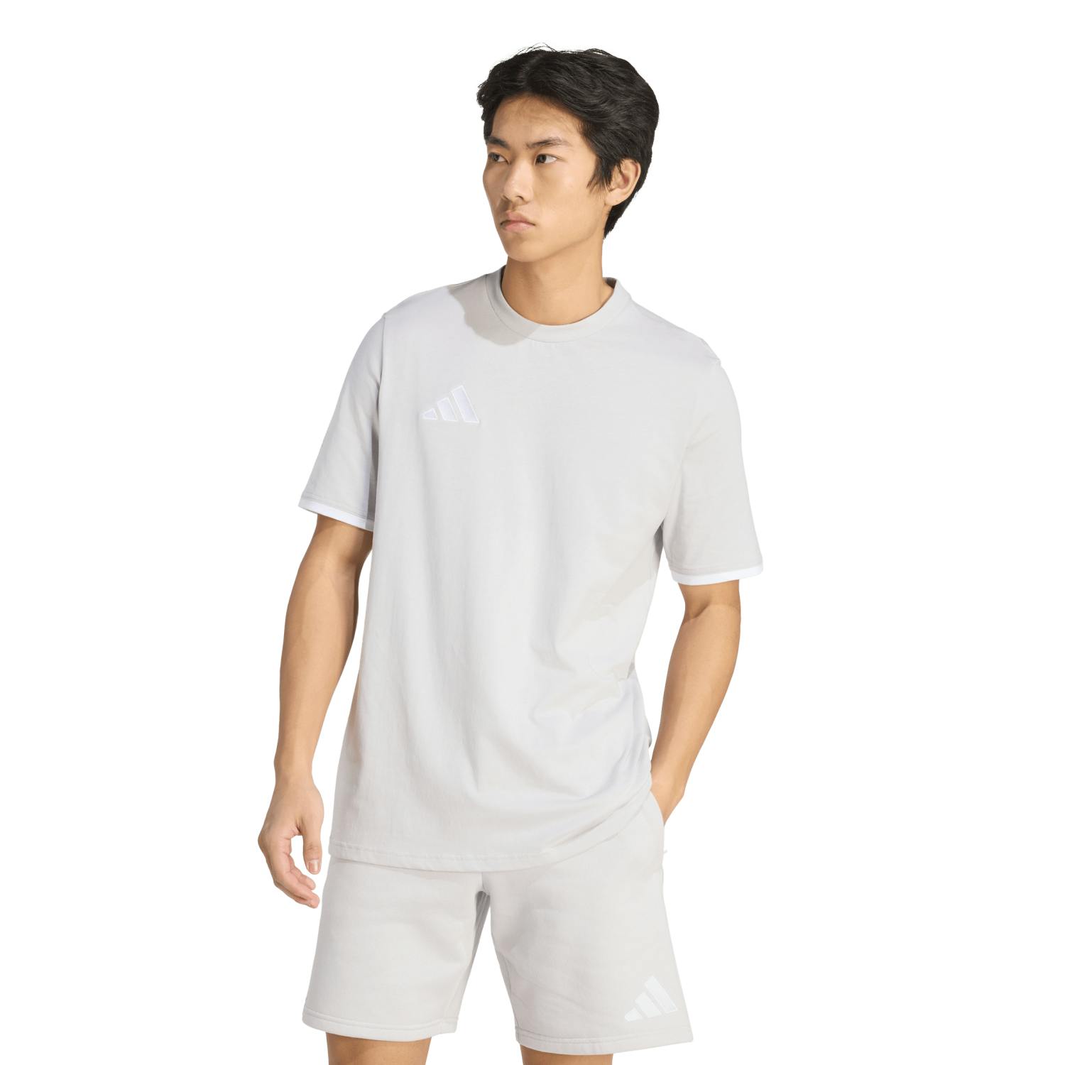 Adidas Men's Grey Entrada 26 Cotton T Shirt Crew Tee Jz6677 - S