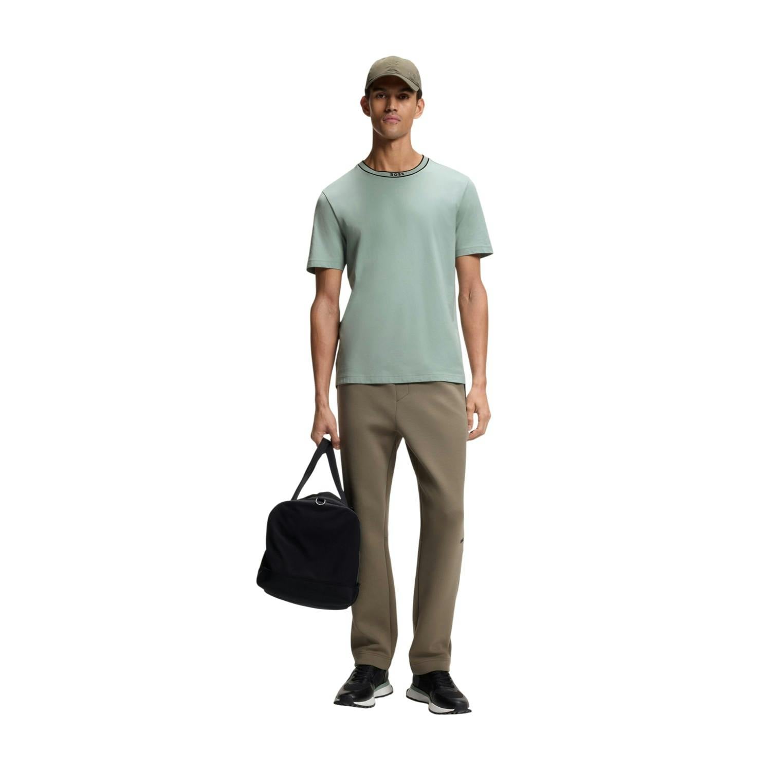 Boss Men's Green Crew Neck Regular T-Shirt - Xl - 95% Cotton/5% Elastane